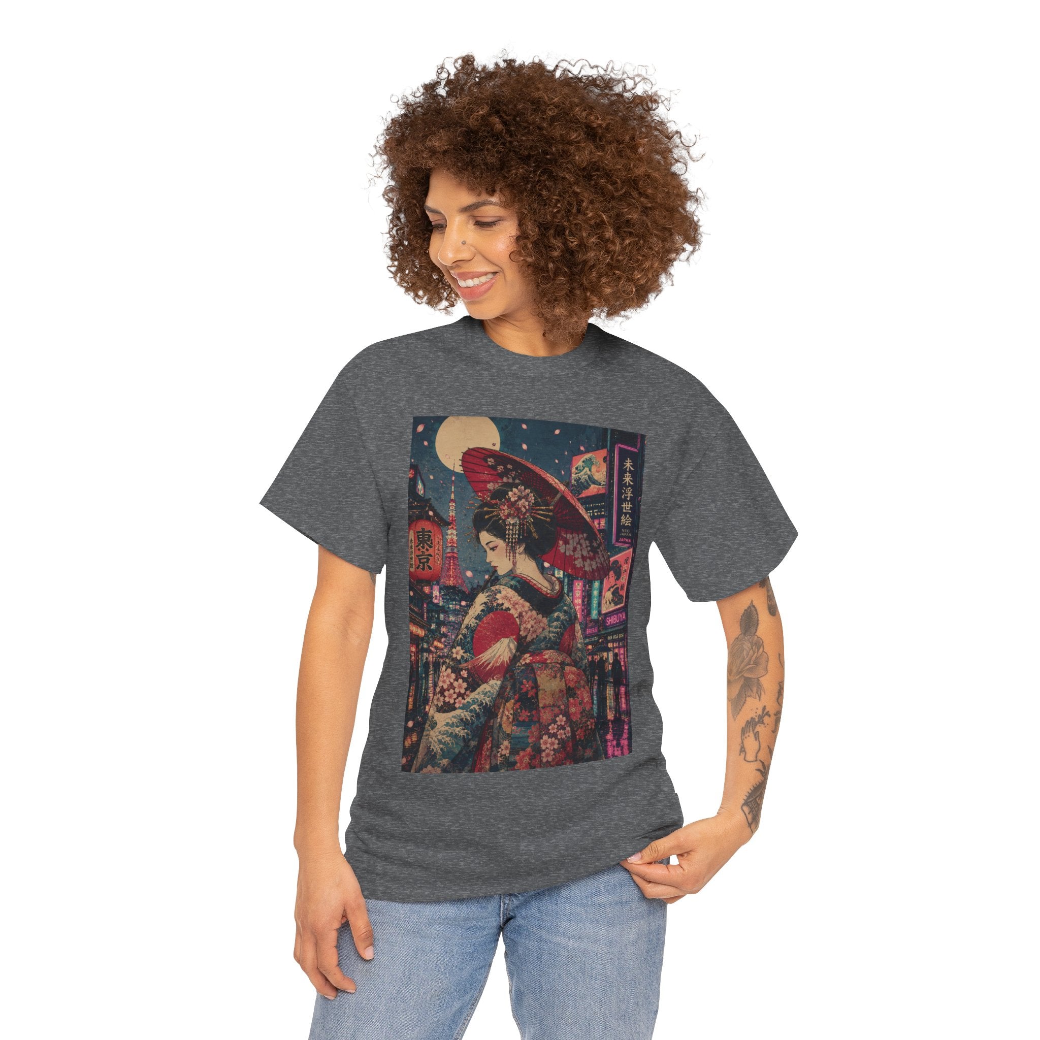 Geisha Nightstreet T‑Shirt — Vintage Japanese Cityscape Graphic Tee