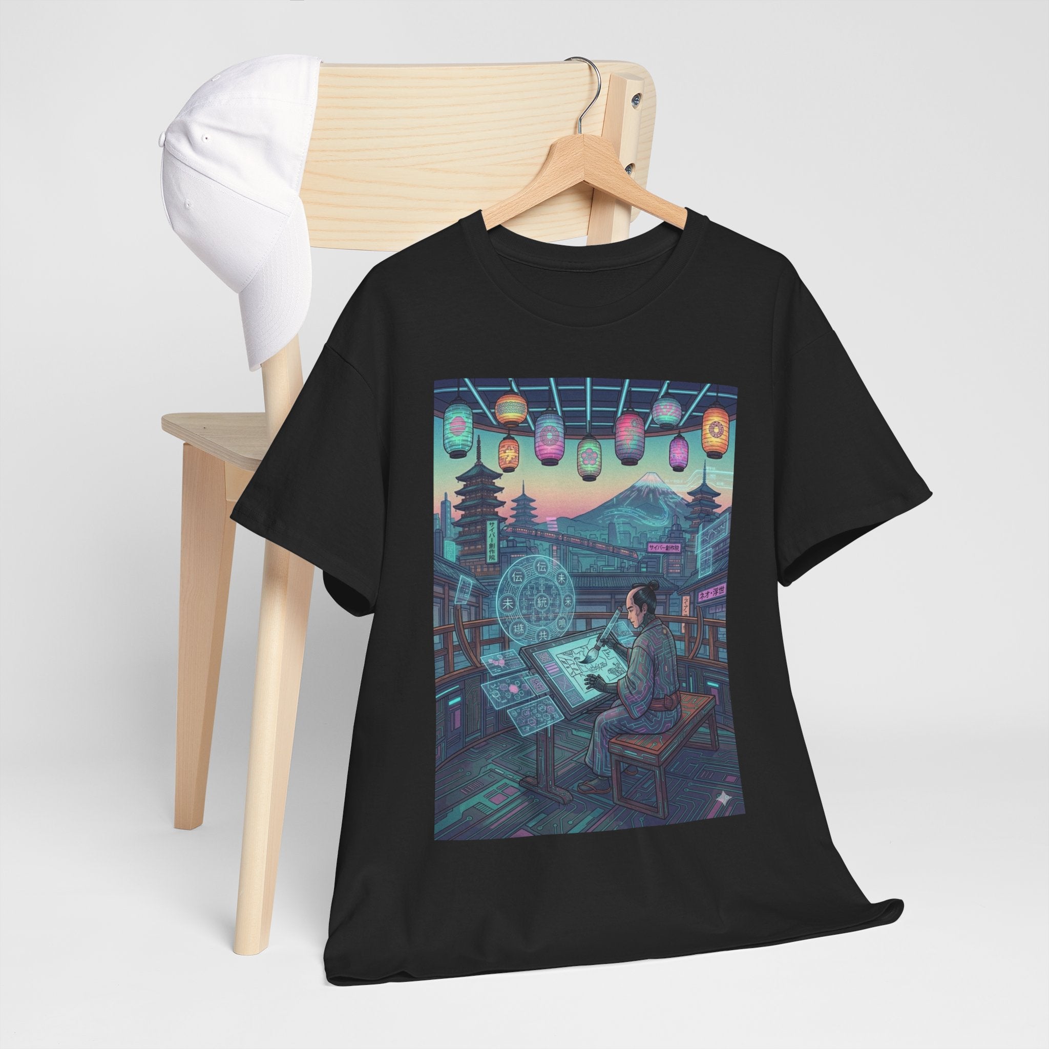 Cyberpunk Artist Tee — Night Studio Illustration T-Shirt - Japanese Streetwear T-Shirt | Tokyo Style X
