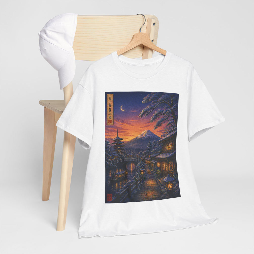 Japanese Nightscape Tee — Sunset Pagoda Streetwear