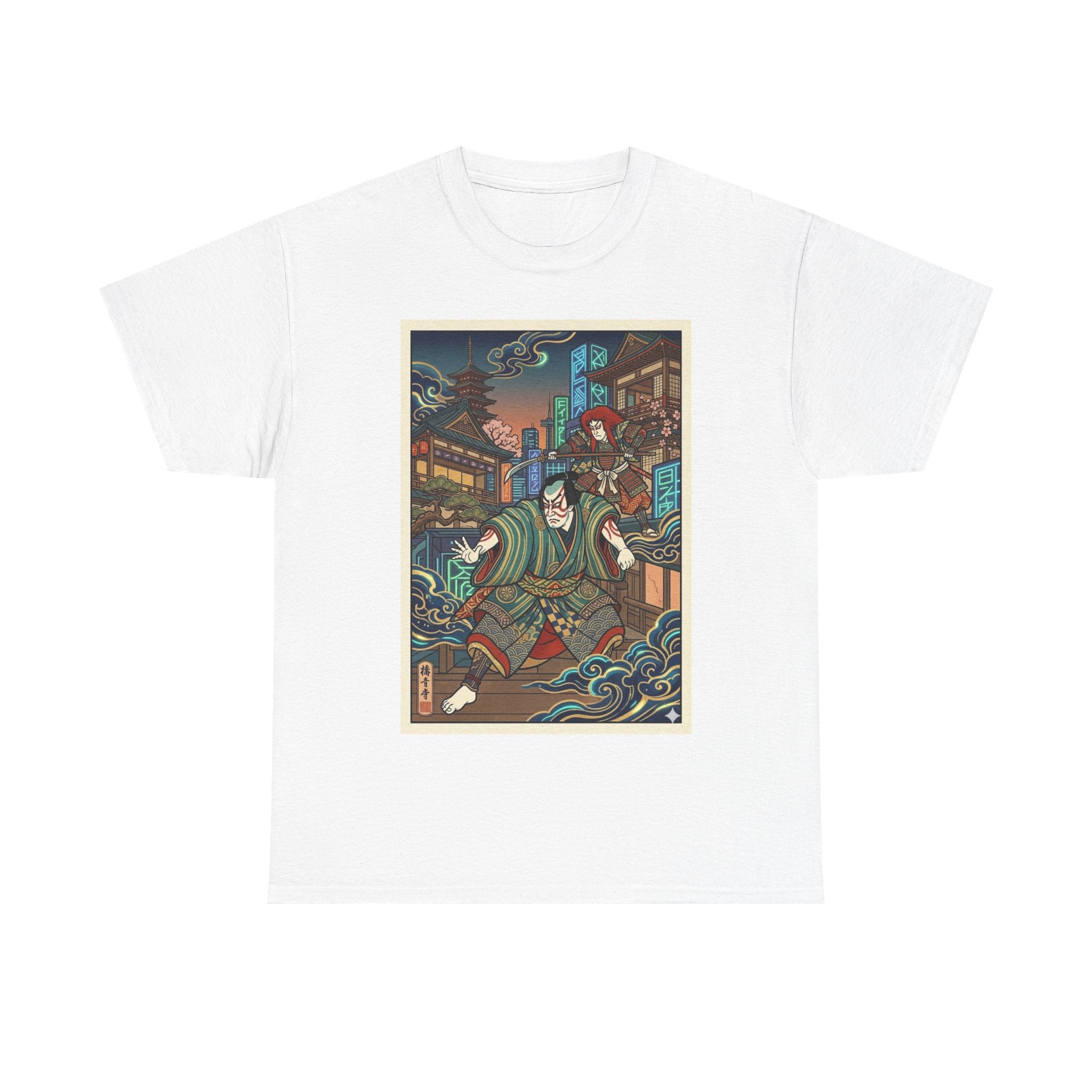 Samurai Night Streetwear Tee — Vintage Ukiyo-e Style Japanese Warrior Graphic Shirt