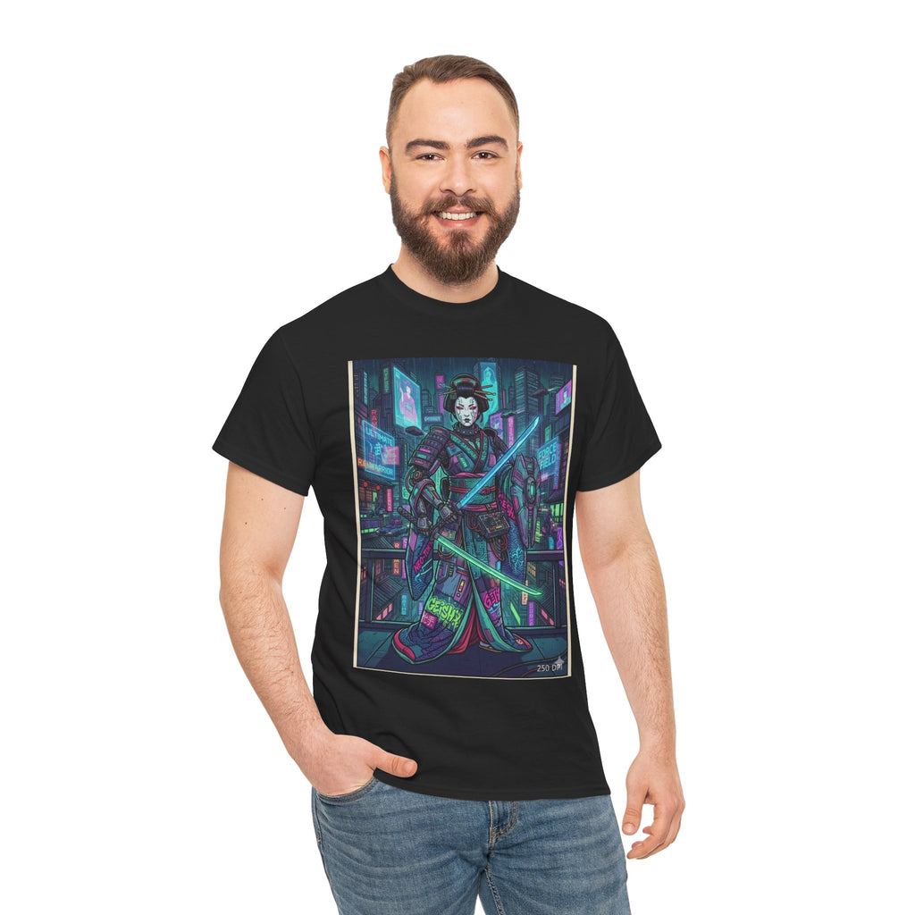 Cyber Geisha T-Shirt — Neon Samurai Streetwear Graphic Tee