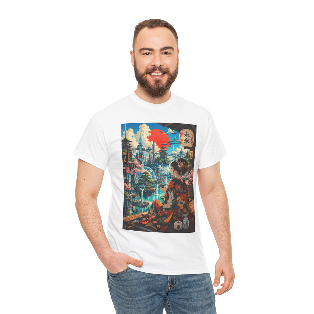 Cyber Geisha T‑Shirt — Futuristic Japanese Cityscape Graphic Tee - Japanese Streetwear T-Shirt | Tokyo Style X