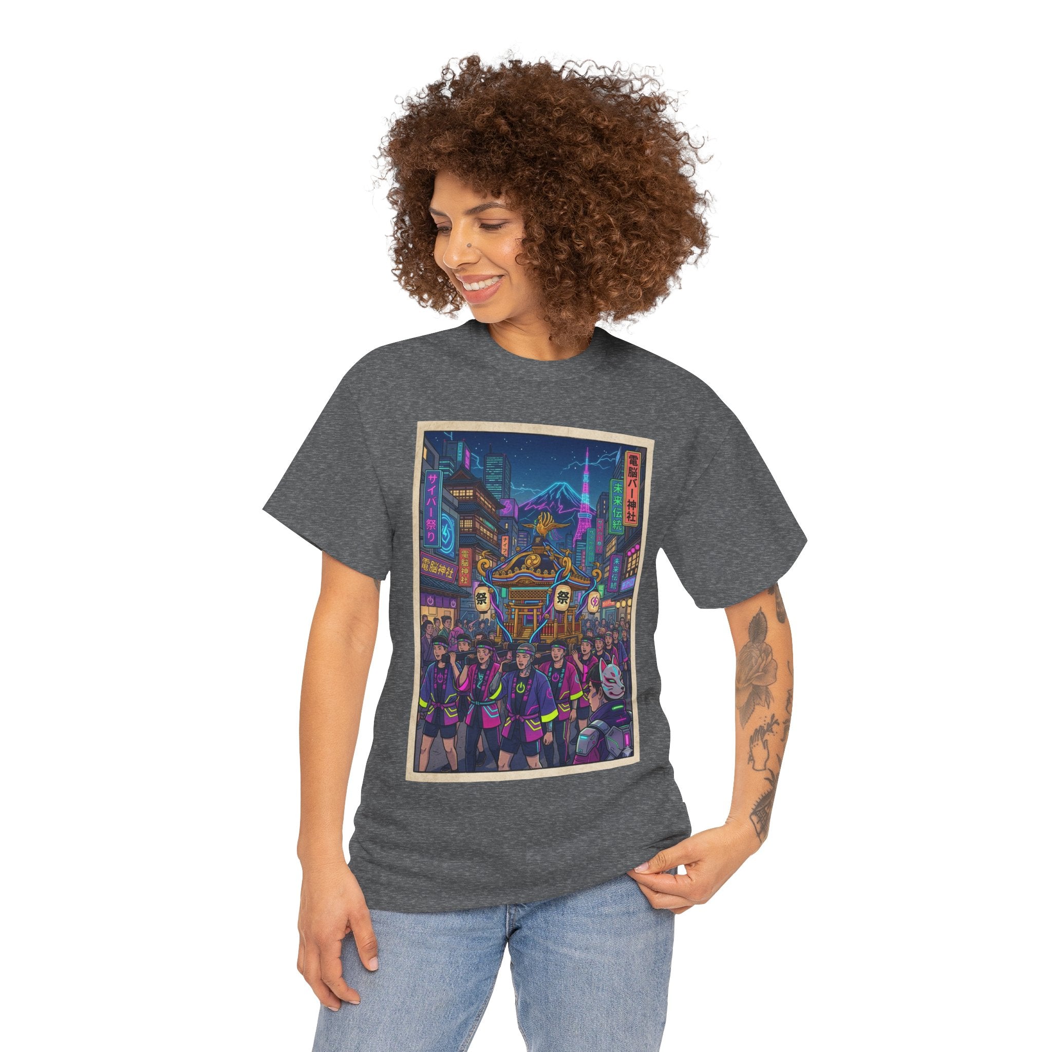 Cyberpunk City Night T-Shirt — Neon Tokyo Street Scene Graphic Tee