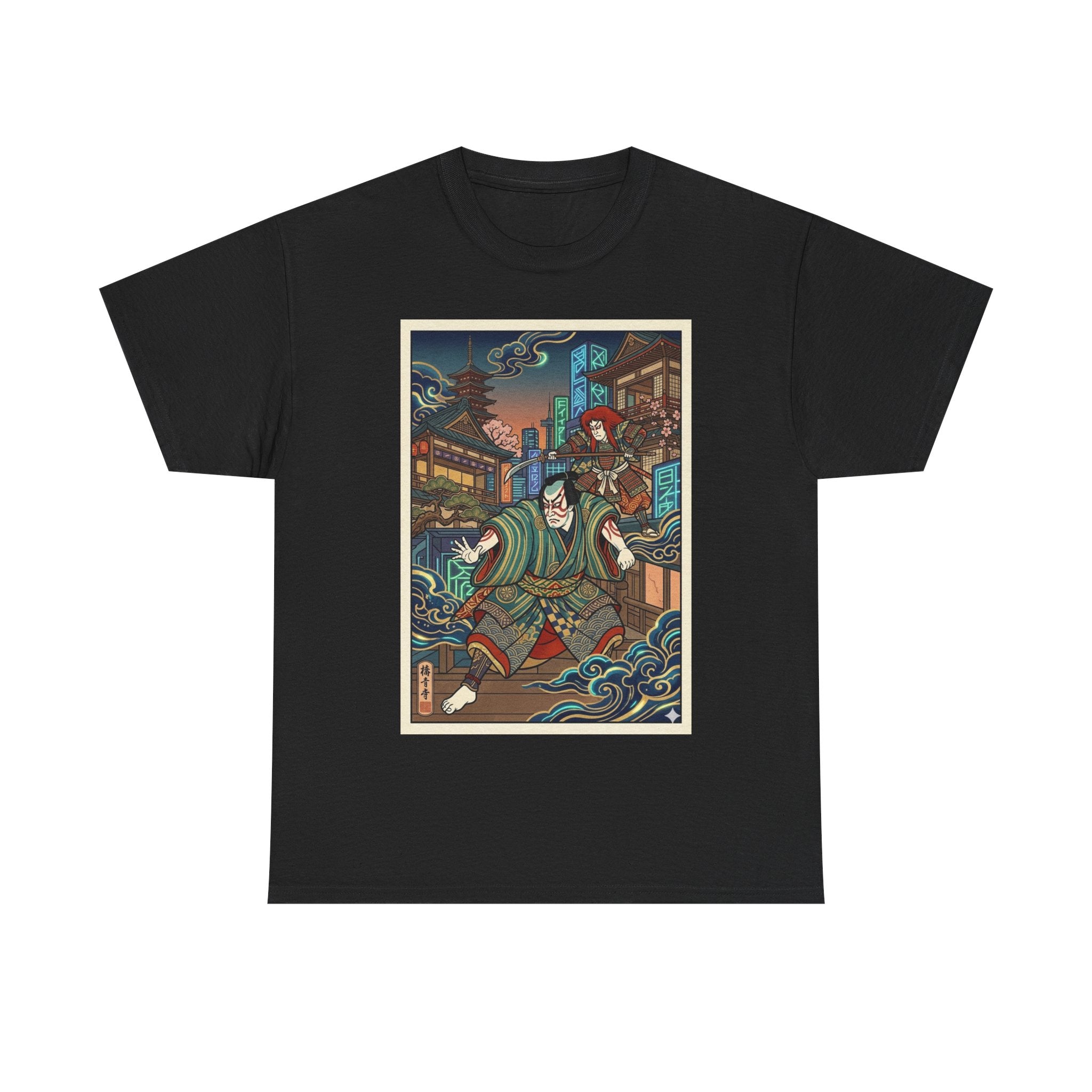 Samurai Night Streetwear Tee — Vintage Ukiyo-e Style Japanese Warrior Graphic Shirt