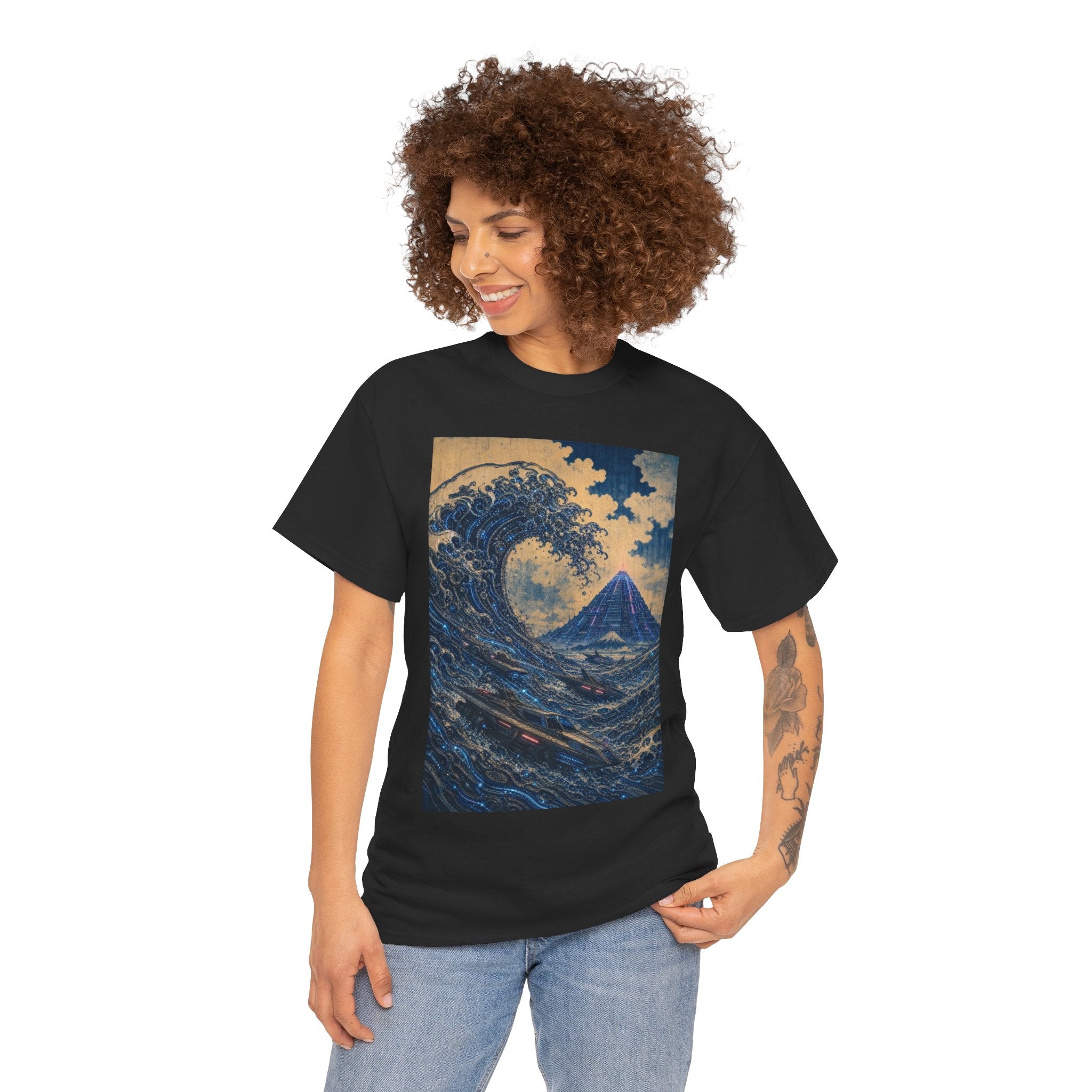 Wave & Mount Fuji Art Tee — Vintage Japanese Wave Graphic T-Shirt