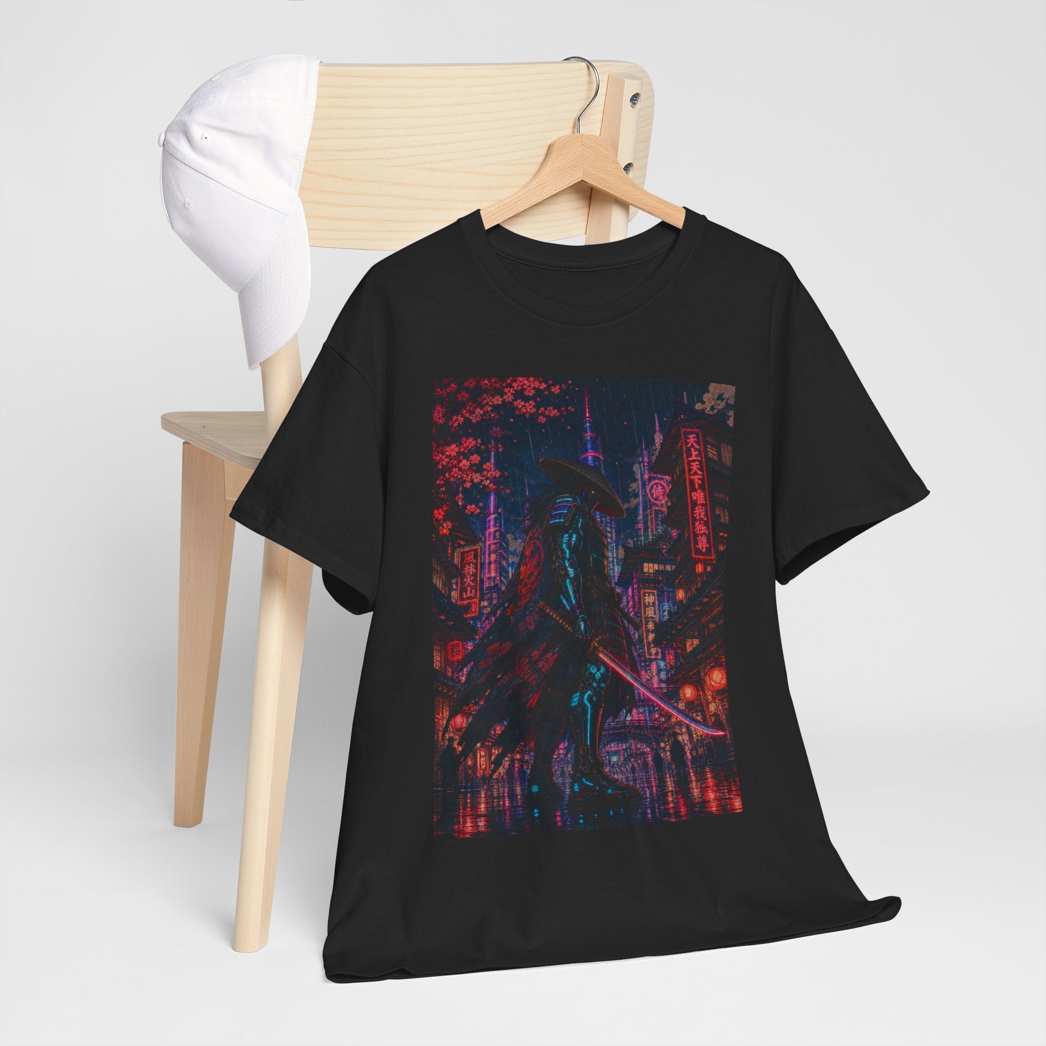 Cyberpunk Samurai Tee — Neon Night City Graphic T-Shirt