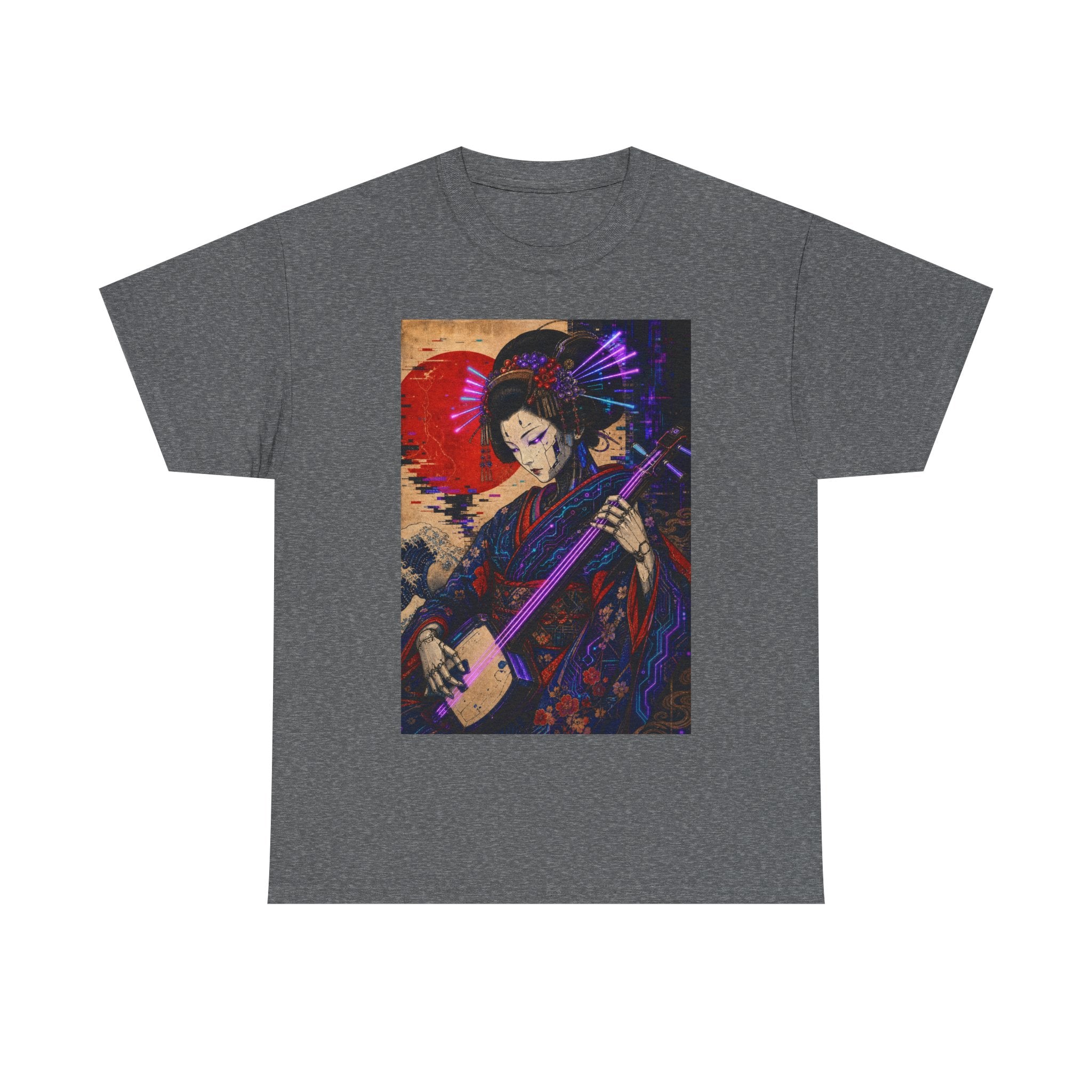 Geisha Musician Graphic Tee — Vintage Japanese Shamisen Art T-Shirt