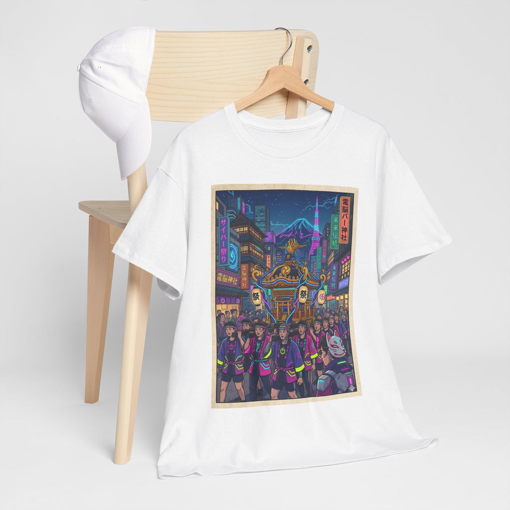 Cyberpunk City Night T-Shirt — Neon Tokyo Street Scene Graphic Tee