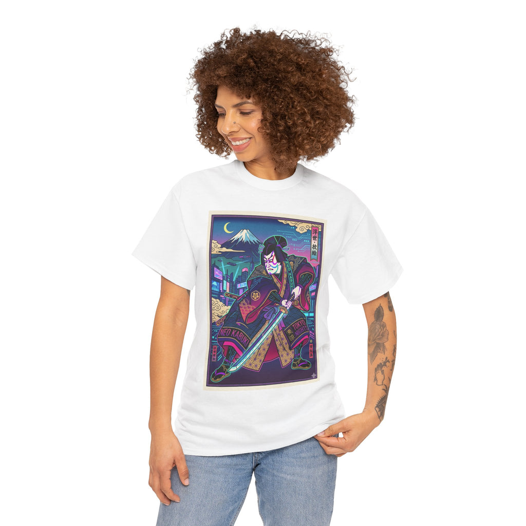 Samurai Night T-Shirt — Neon Ukiyo-e Sword Art Tee - Japanese Streetwear T-Shirt | Tokyo Style X