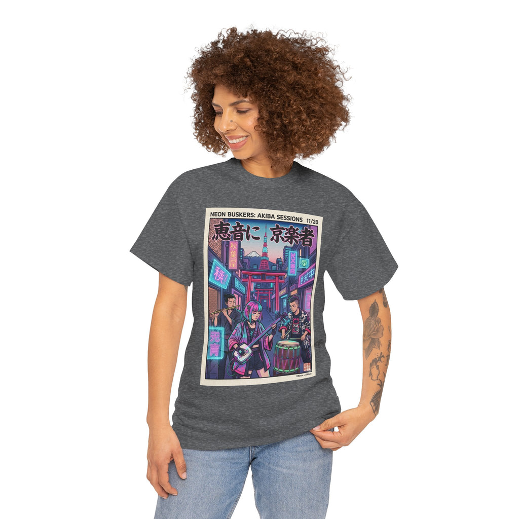 Japanese Night Market Band Tee — Neon Akiba Sessions Graphic T-Shirt