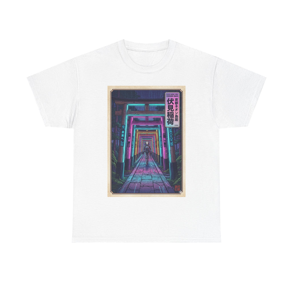 Neon Torii Gate Tee — Vaporwave Fushimi Inari Tunnel Graphic T-Shirt