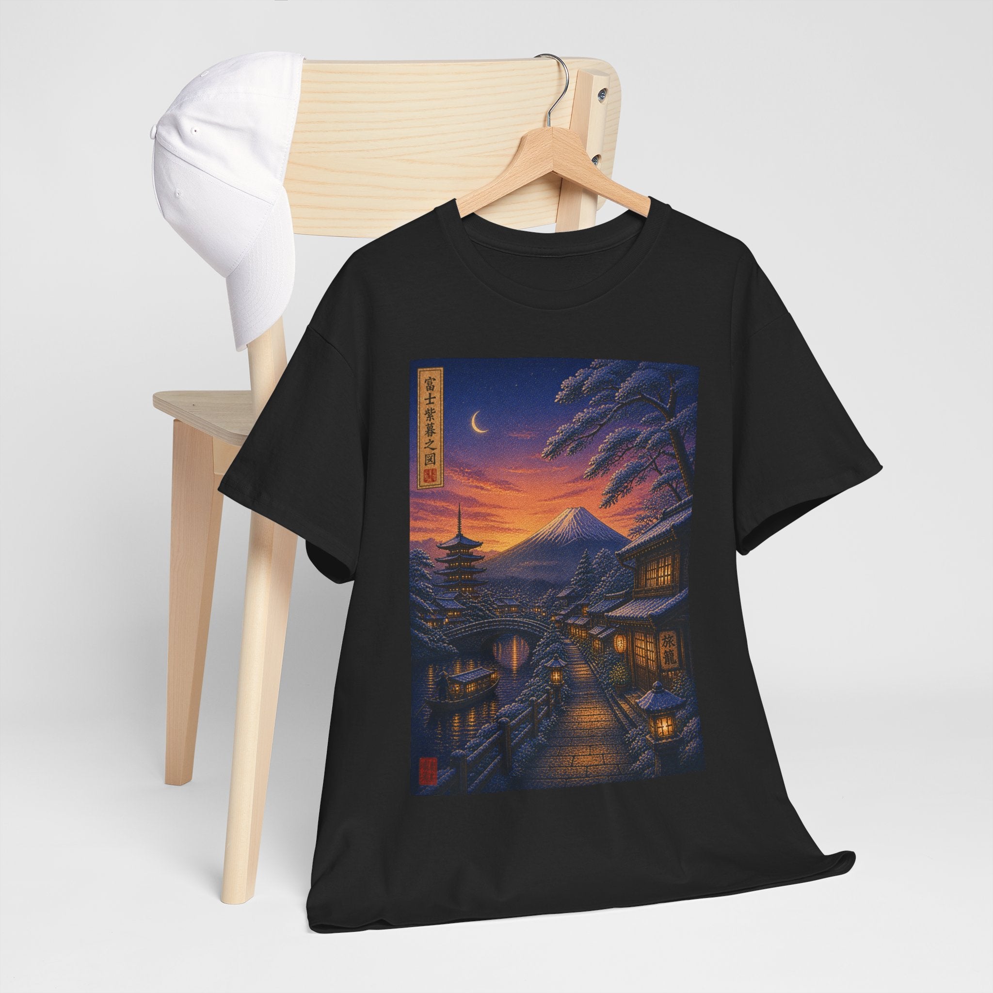 Japanese Nightscape Tee — Sunset Pagoda Streetwear