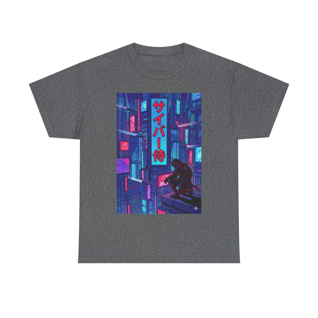 Cyber Samurai T‑Shirt — Neon Cyberpunk Tokyo Graphic Tee