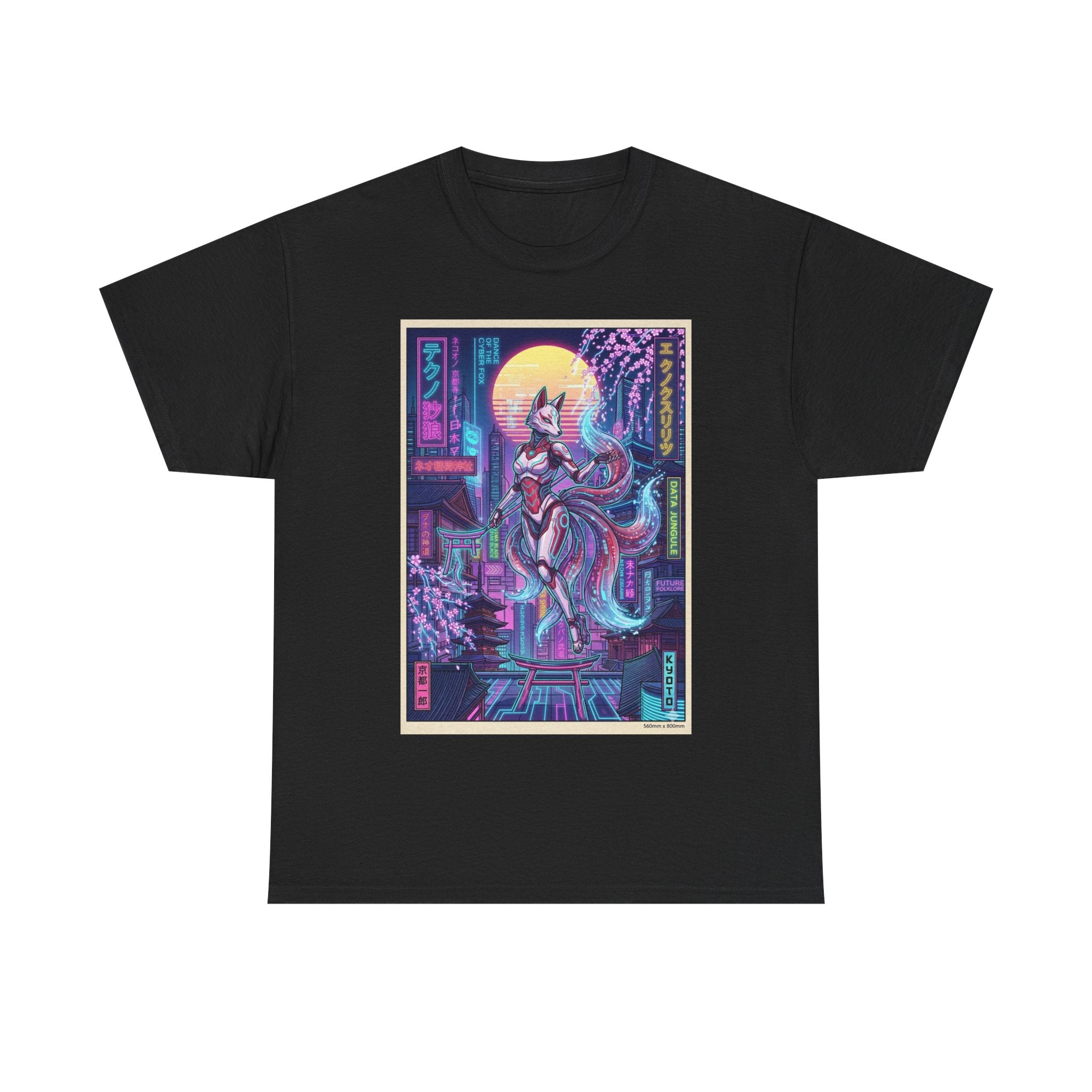 Cyberpunk Kitsune T-Shirt — Neon Japan Fox Spirit Tee - Japanese Streetwear T-Shirt | Tokyo Style X