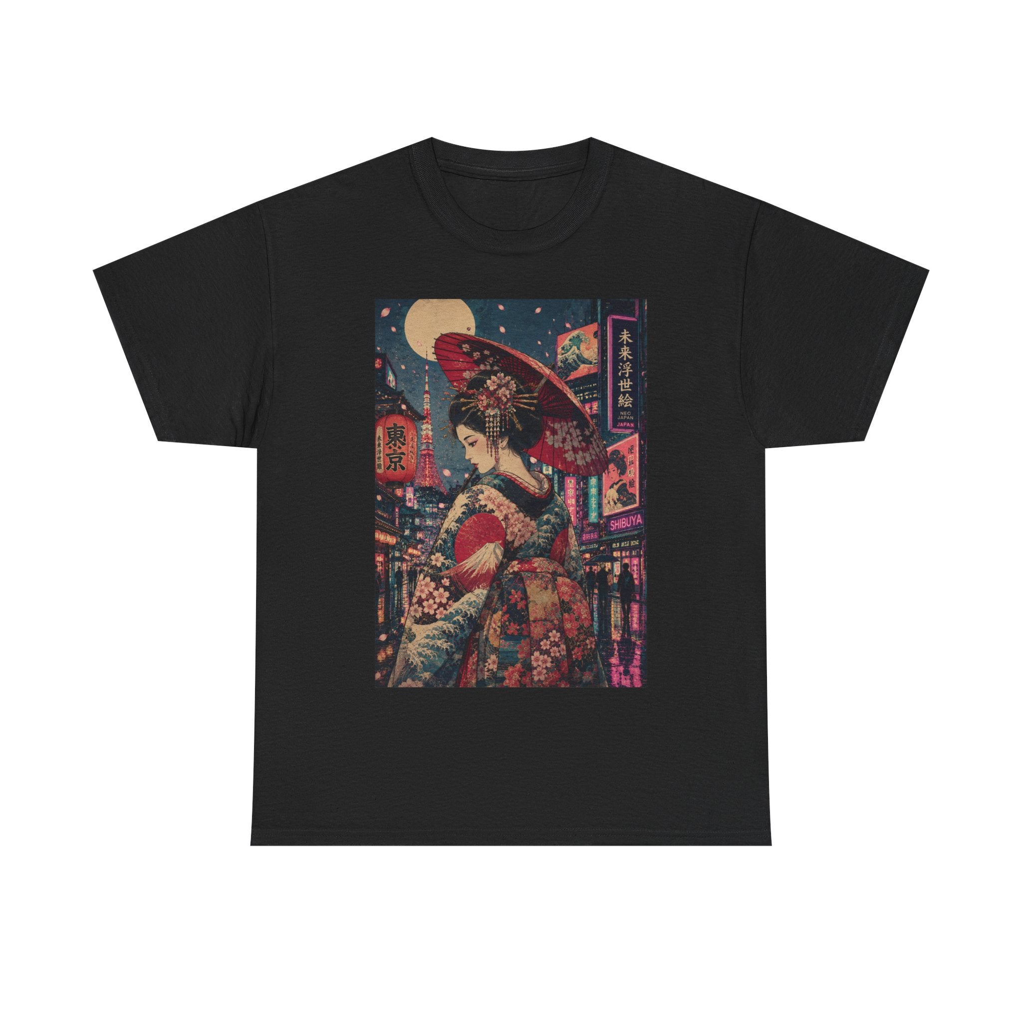 Geisha Nightstreet T‑Shirt — Vintage Japanese Cityscape Graphic Tee