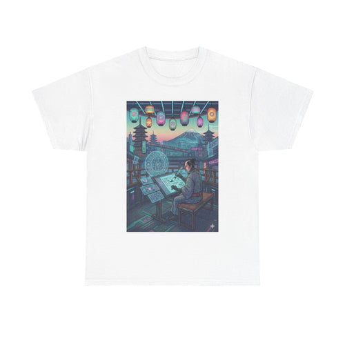 Cyberpunk Artist Tee — Night Studio Illustration T-Shirt - Japanese Streetwear T-Shirt | Tokyo Style X