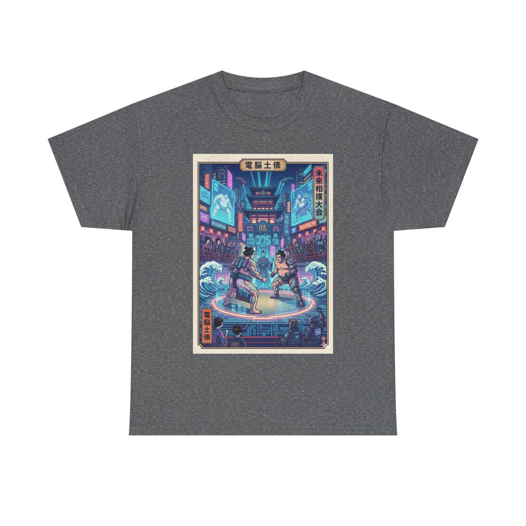Retro Cyberpunk Fight Scene T-Shirt — Neon Samurai vs Ronin Graphic Tee