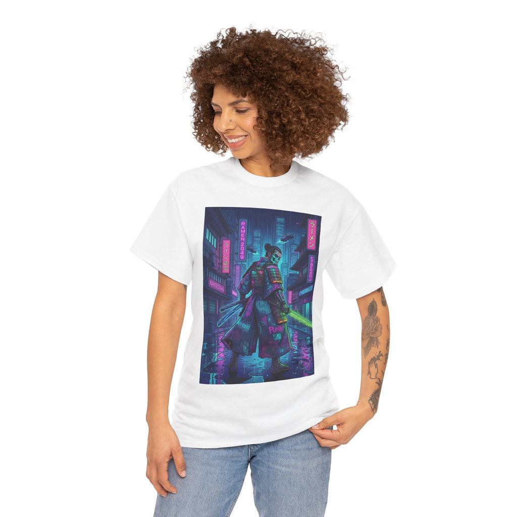 Cyberpunk Samurai T-Shirt — Neon City Night Rider Graphic Tee