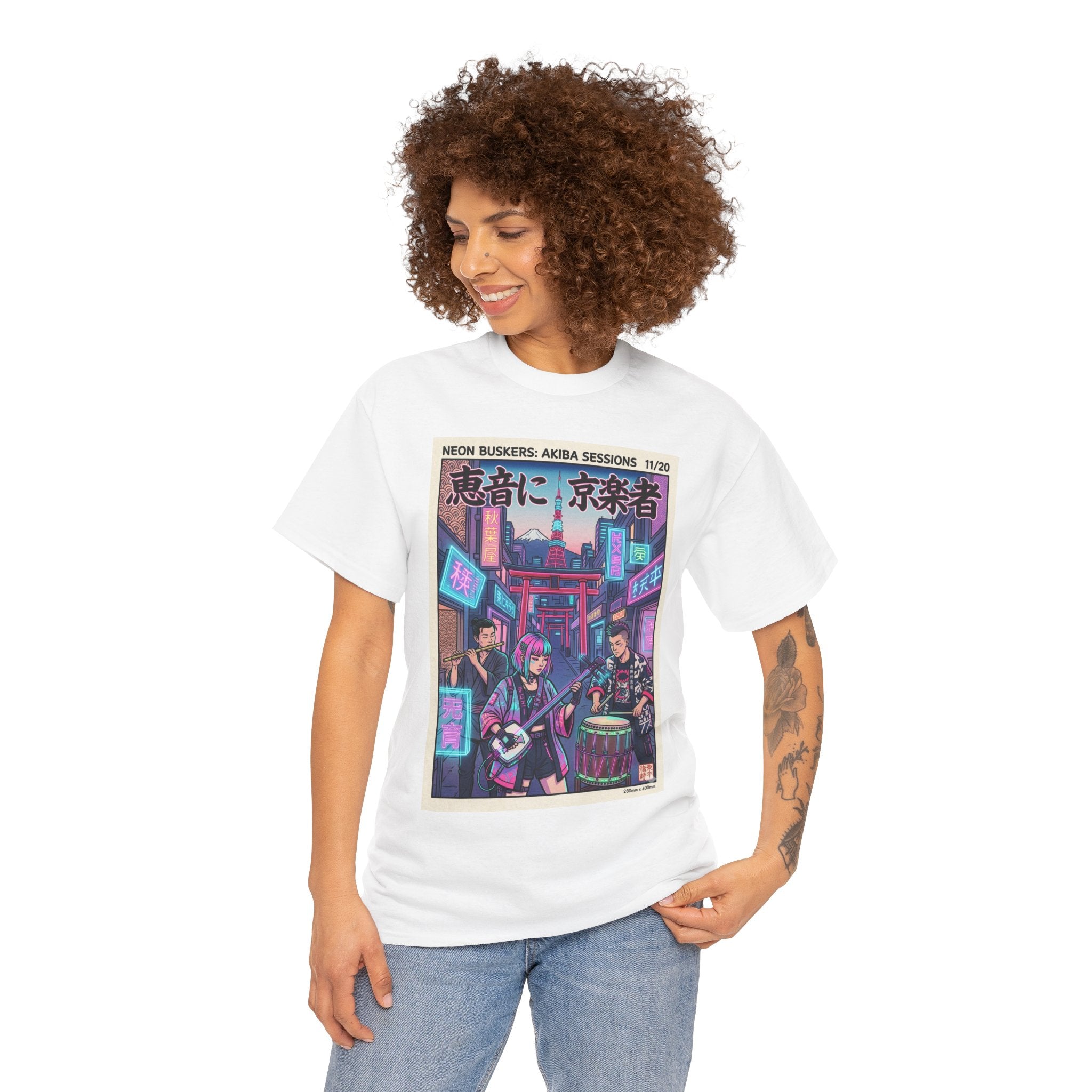 Japanese Night Market Band Tee — Neon Akiba Sessions Graphic T-Shirt