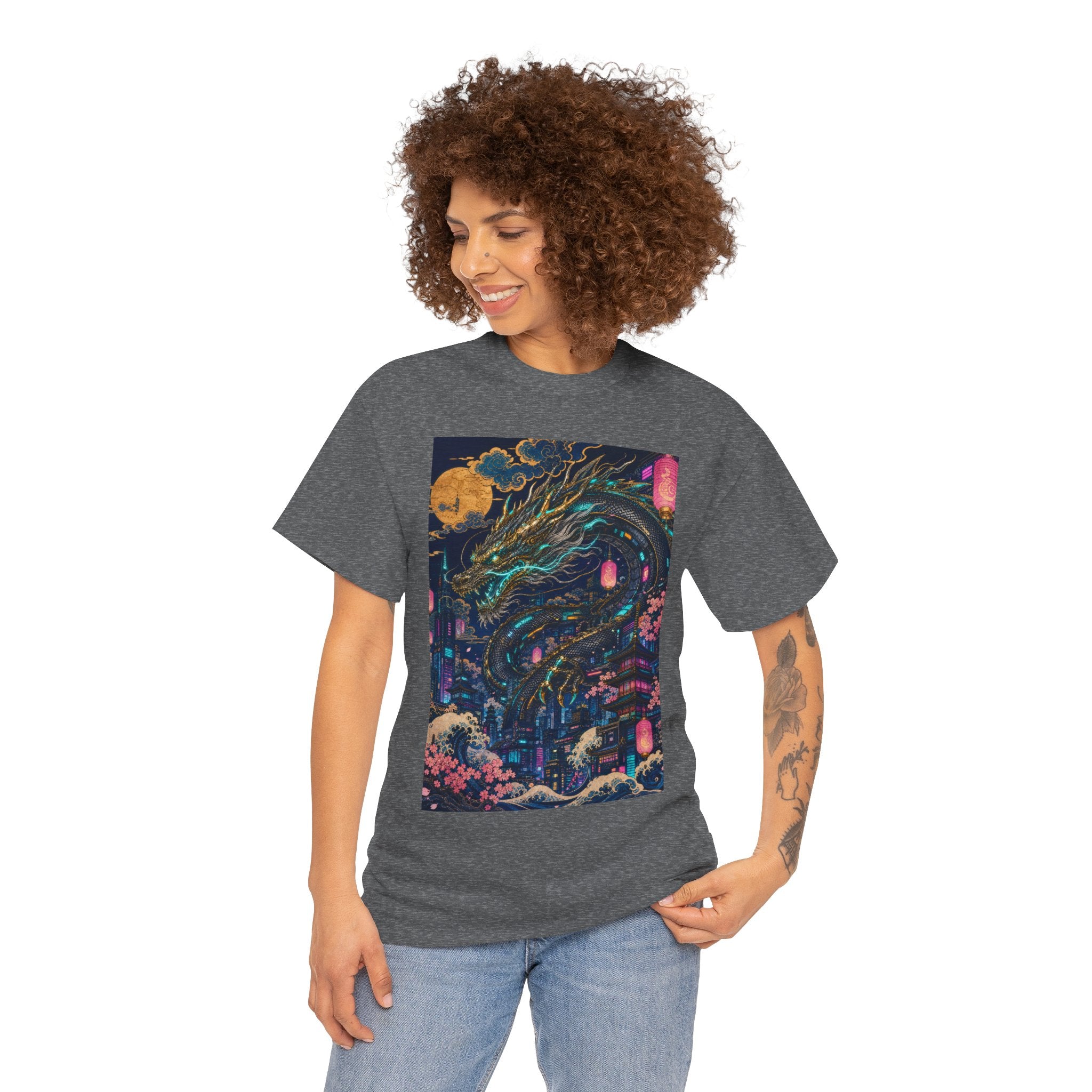 Dragon Night T‑Shirt — Neon Japanese Mythscape Tee