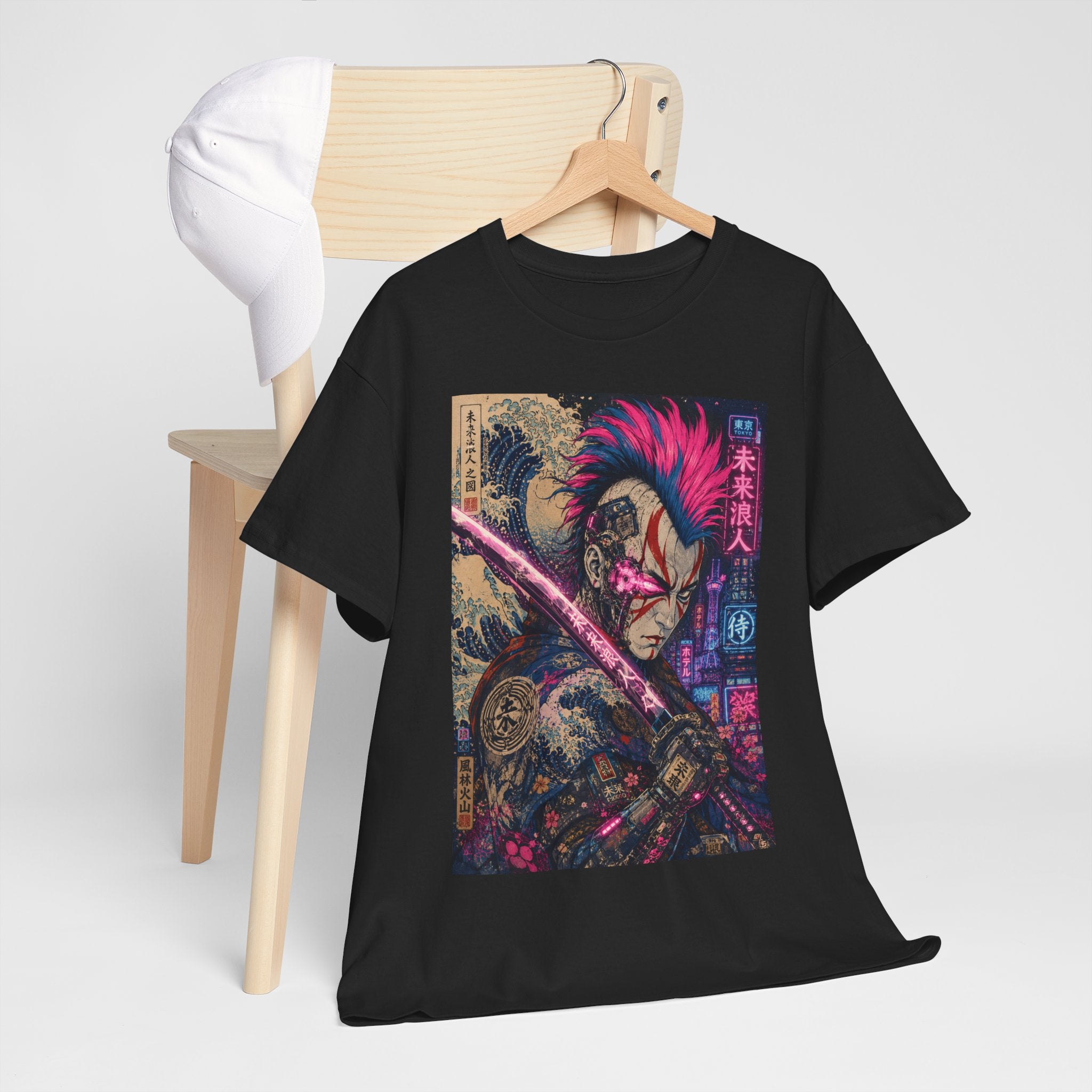Graphic Tee — Neon Samurai Street Art Shirt - Japanese Streetwear T-Shirt | Tokyo Style X