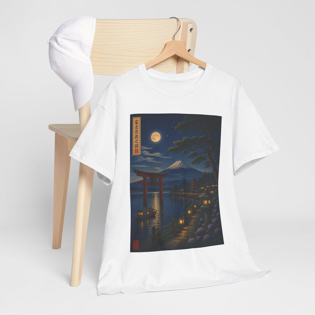 Japanese Nightscape Tee — Torii Gate Moonlit Ukiyo-e Shirt