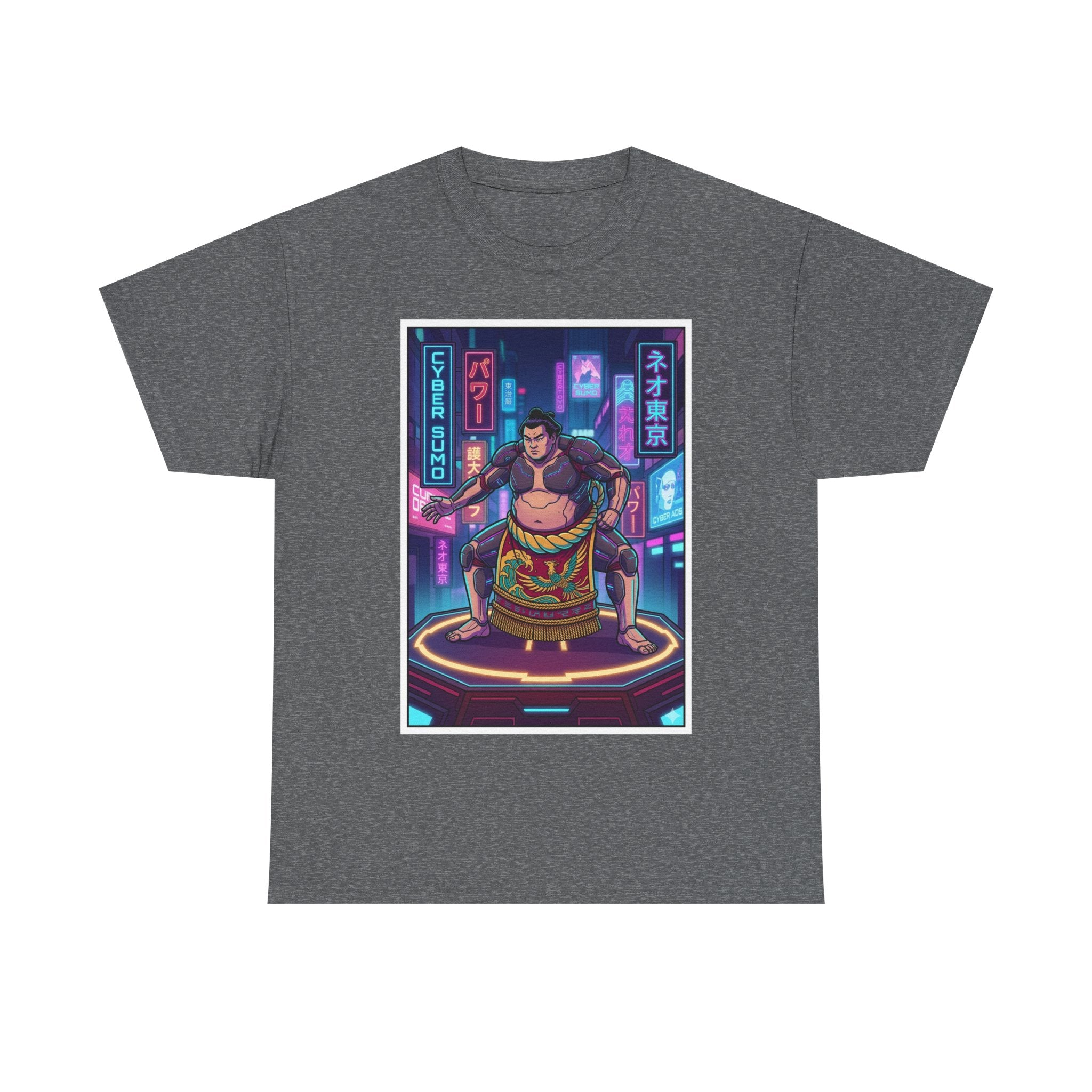 Cyberpunk Sumo Warrior T-Shirt — Neon Japanese Street Art Tee