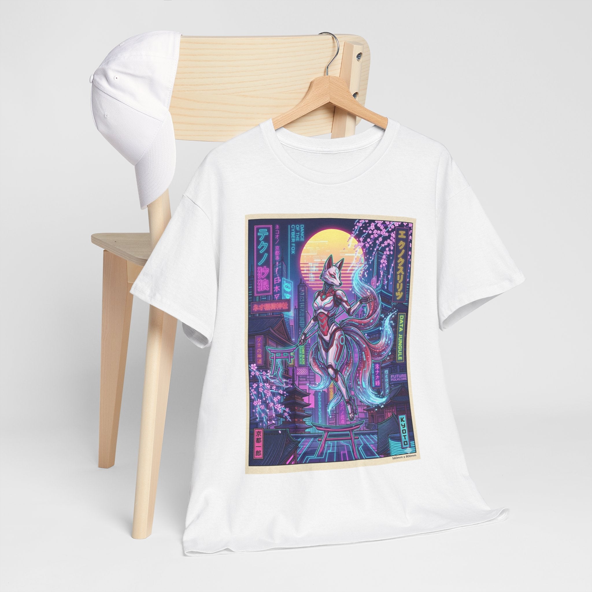 Cyberpunk Kitsune T-Shirt — Neon Japan Fox Spirit Tee - Japanese Streetwear T-Shirt | Tokyo Style X