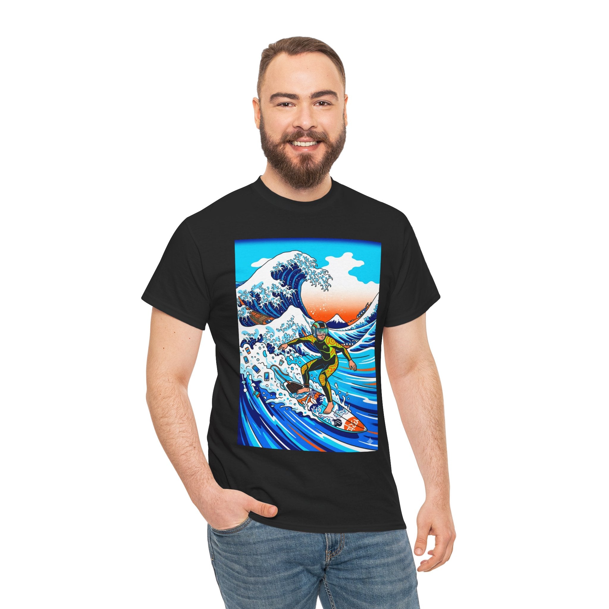 Surfing Great Wave T-Shirt — Retro Japanese Wave Surf Tee