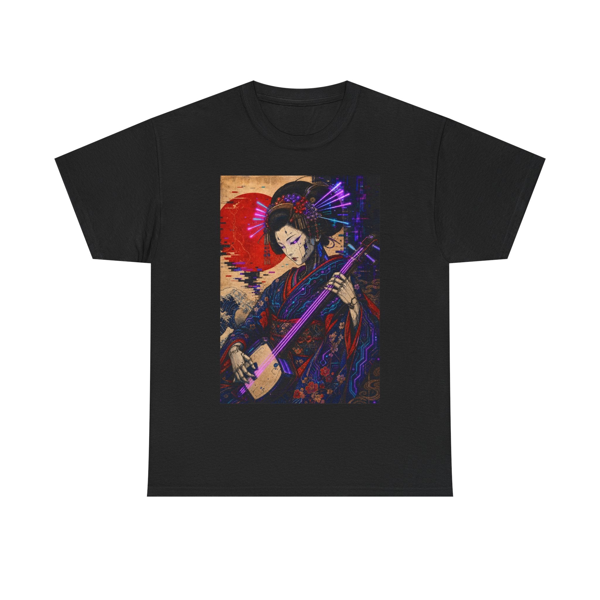 Geisha Musician Graphic Tee — Vintage Japanese Shamisen Art T-Shirt