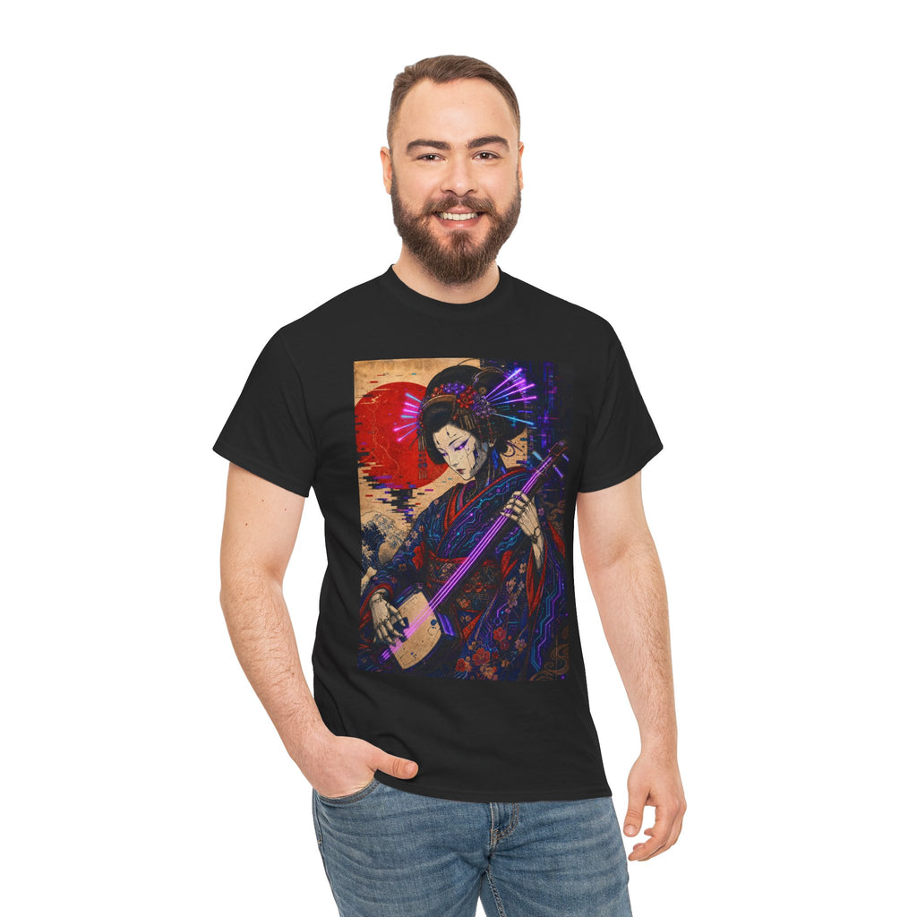 Geisha Musician Graphic Tee — Vintage Japanese Shamisen Art T-Shirt