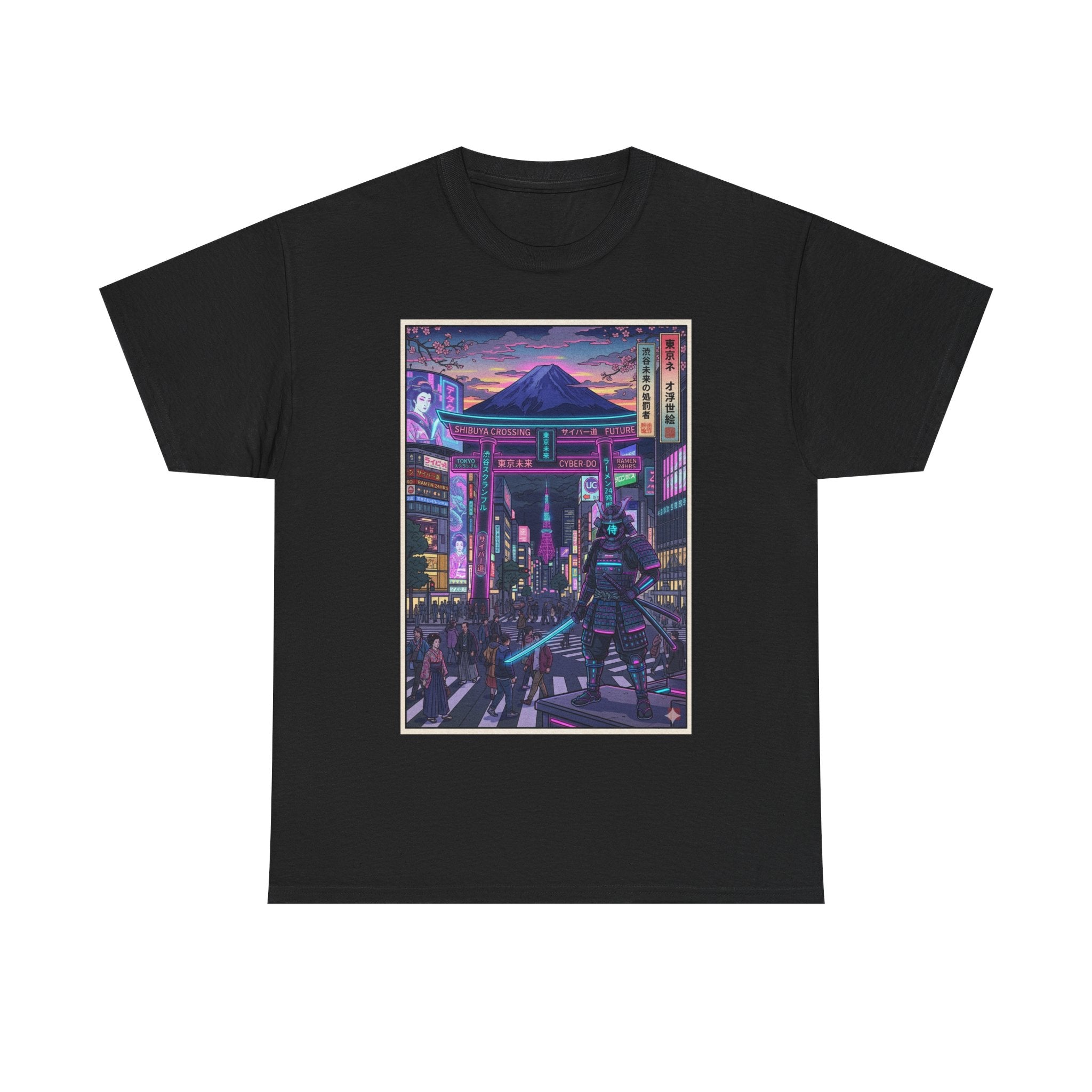 Cyberpunk Night Market T-Shirt — Neon Samurai Tokyo Streetwear