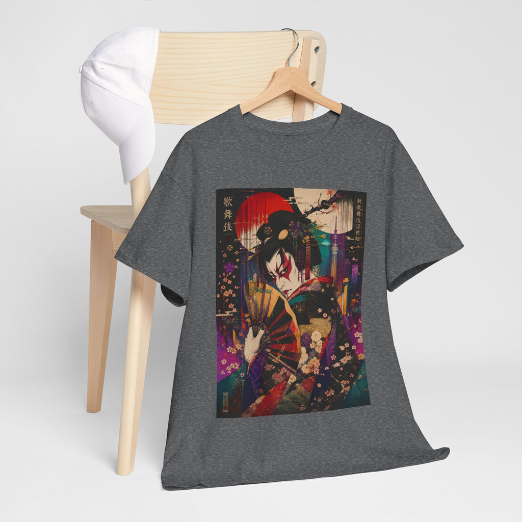 Geisha Nightscape T-Shirt — Neon Japanese Art Print Tee