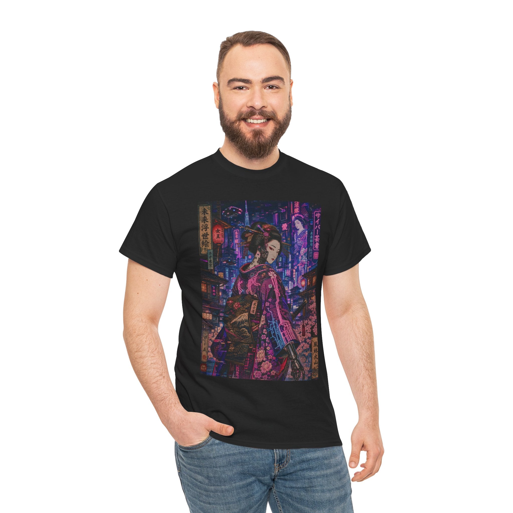 Cyberpunk Geisha Tee — Neon Tokyo Anime Streetwear