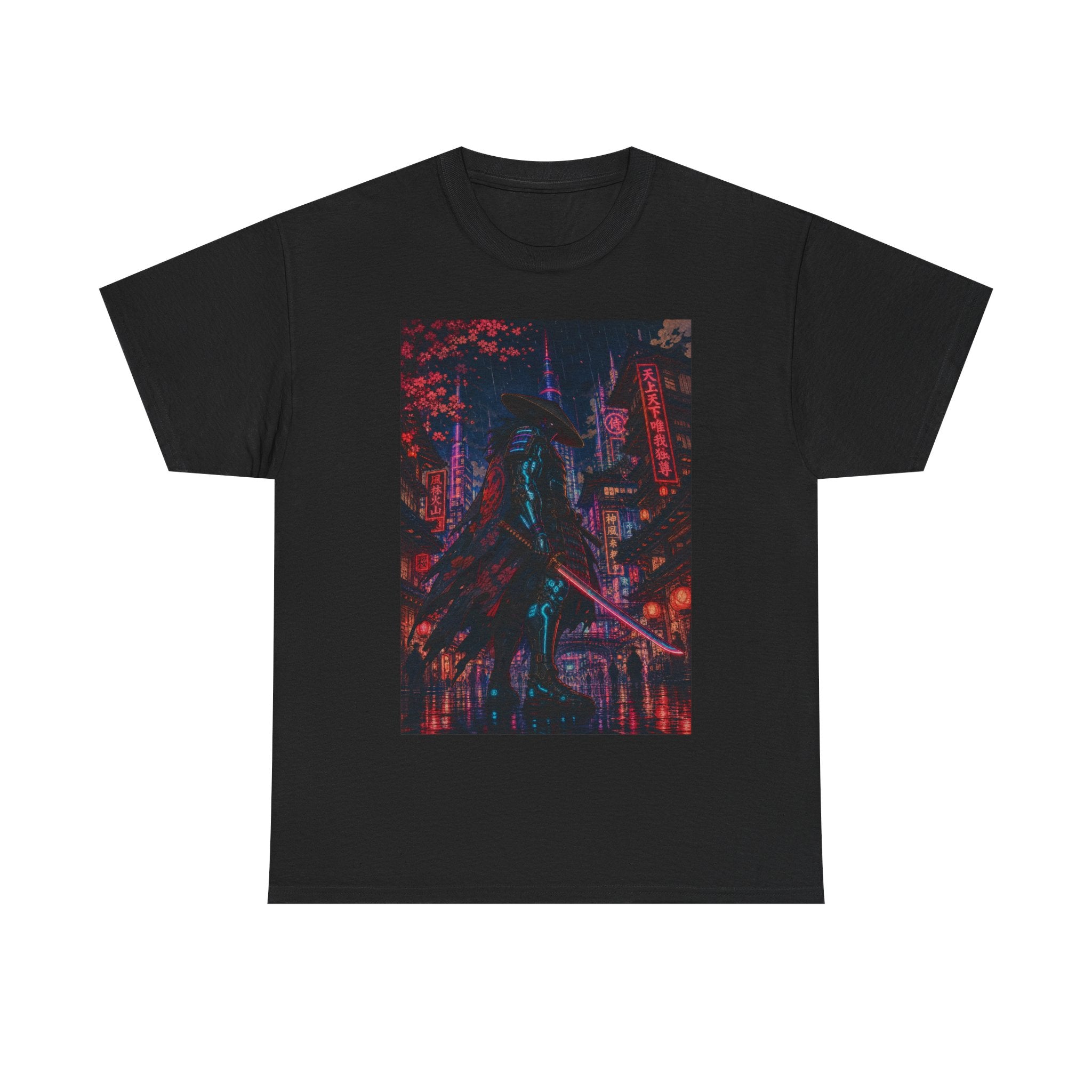 Cyberpunk Samurai Tee — Neon Night City Graphic T-Shirt