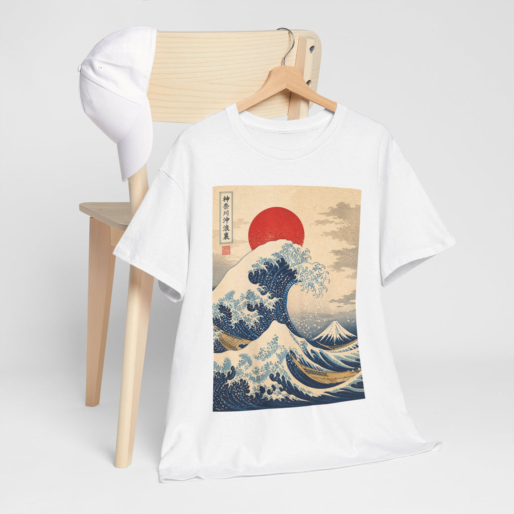 Wave and Red Sun T-Shirt — Vintage Japanese Great Wave Graphic Tee