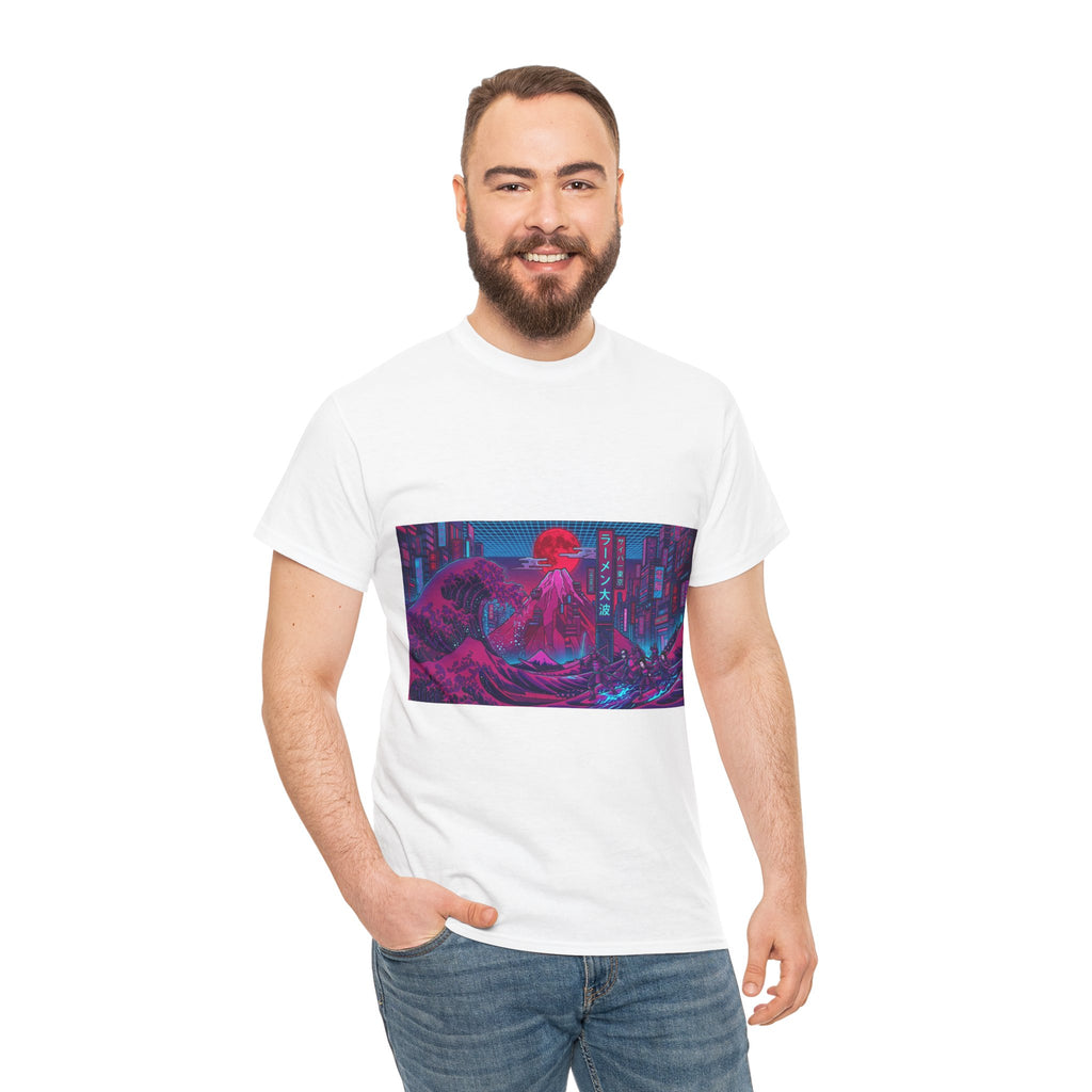 Cyberpunk Cityscape T‑Shirt — Neon Samurai Retro Wave Tee