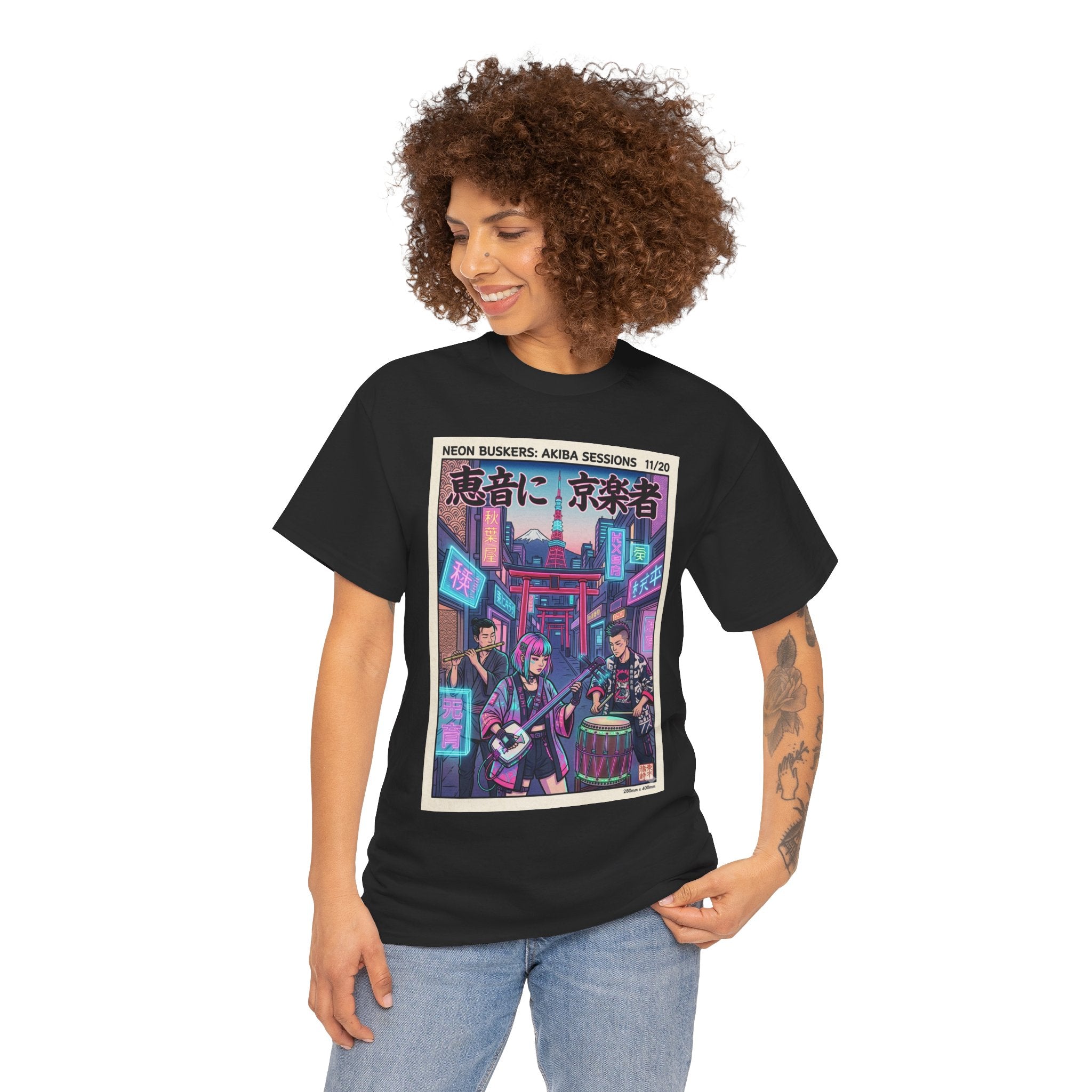Japanese Night Market Band Tee — Neon Akiba Sessions Graphic T-Shirt