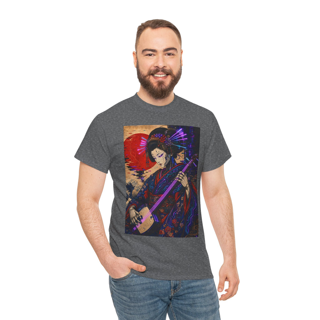 Geisha Musician Graphic Tee — Vintage Japanese Shamisen Art T-Shirt