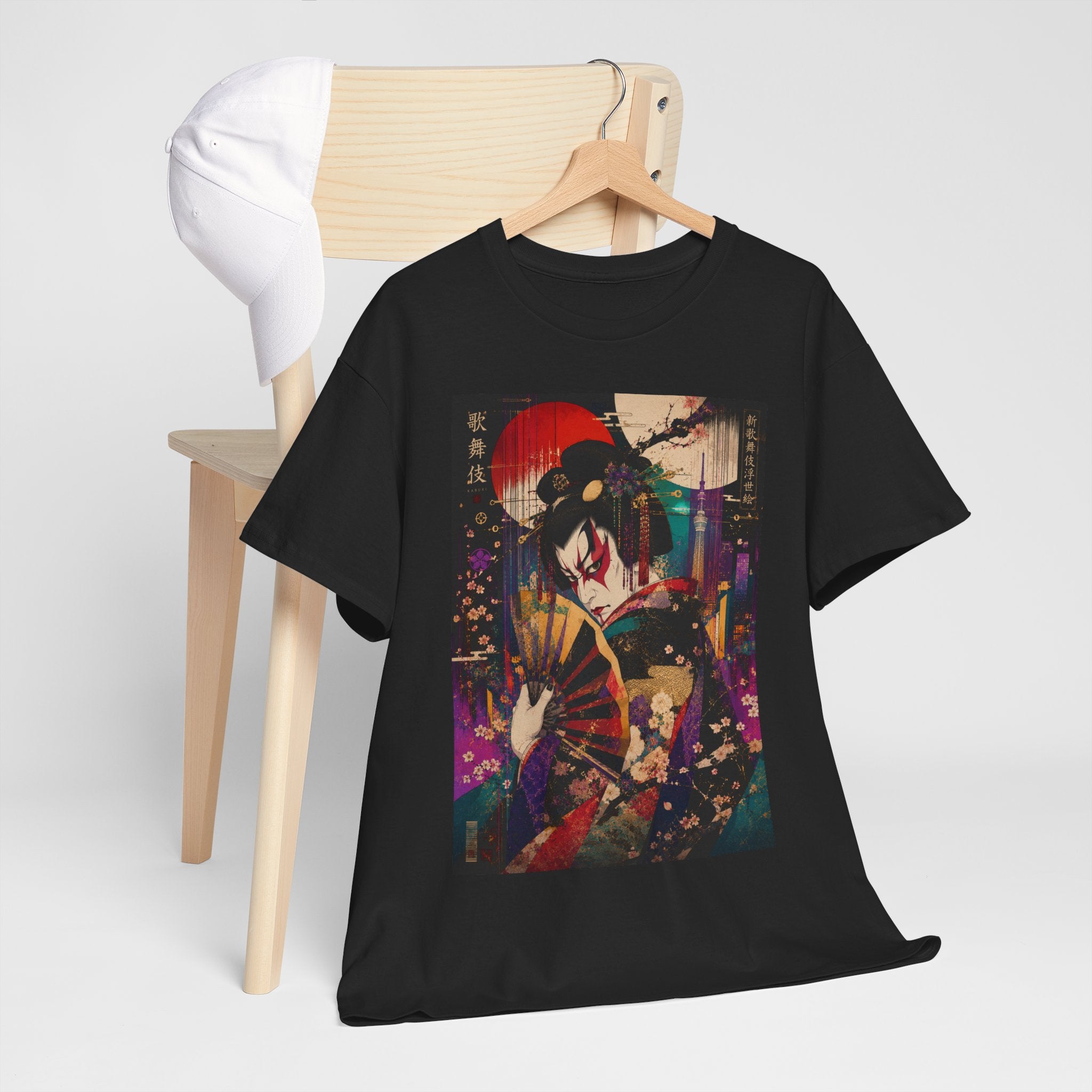 Geisha Nightscape T-Shirt — Neon Japanese Art Print Tee