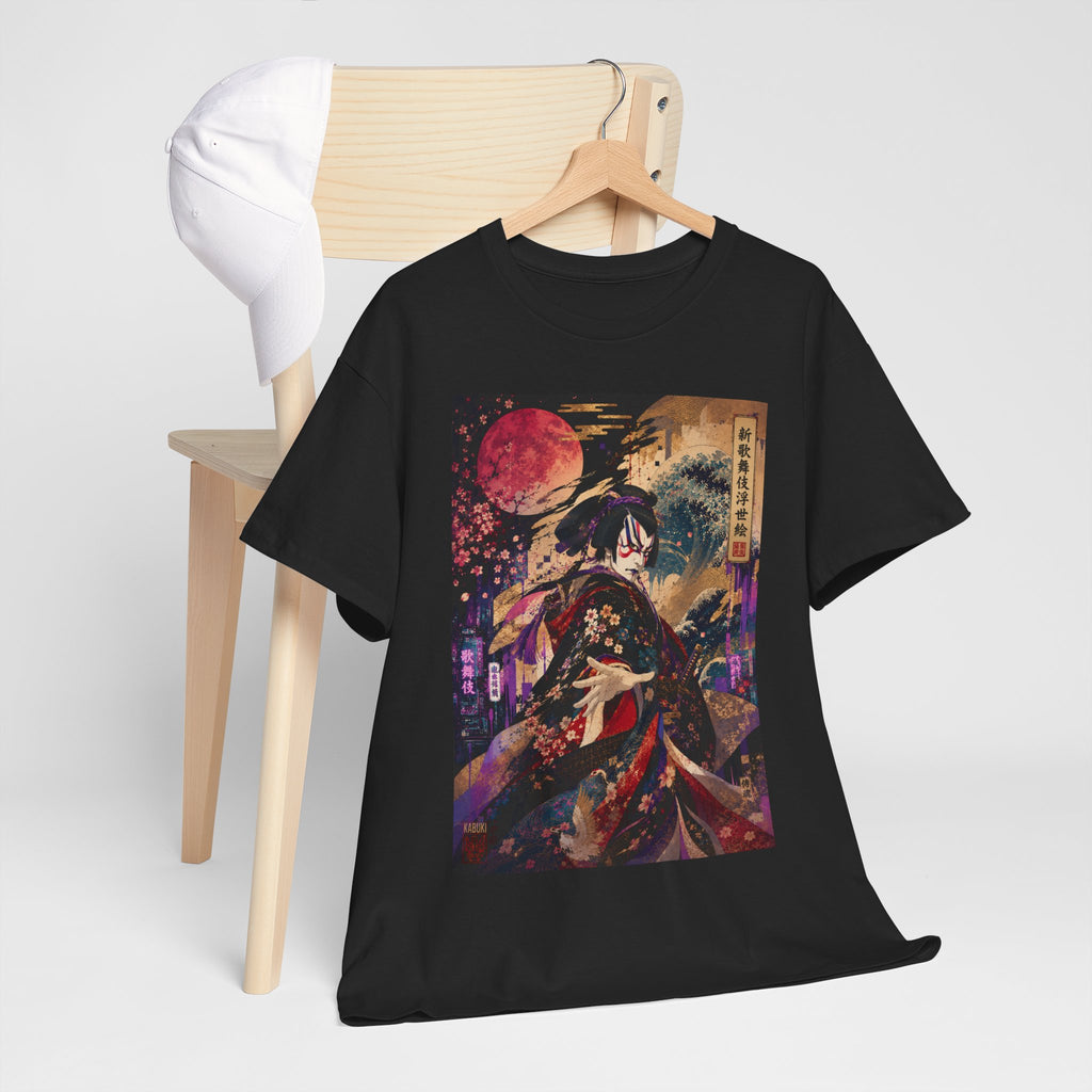 Geisha Moonlight Tee – Japanese Ukiyo-e Style Kimono Illustration Shirt