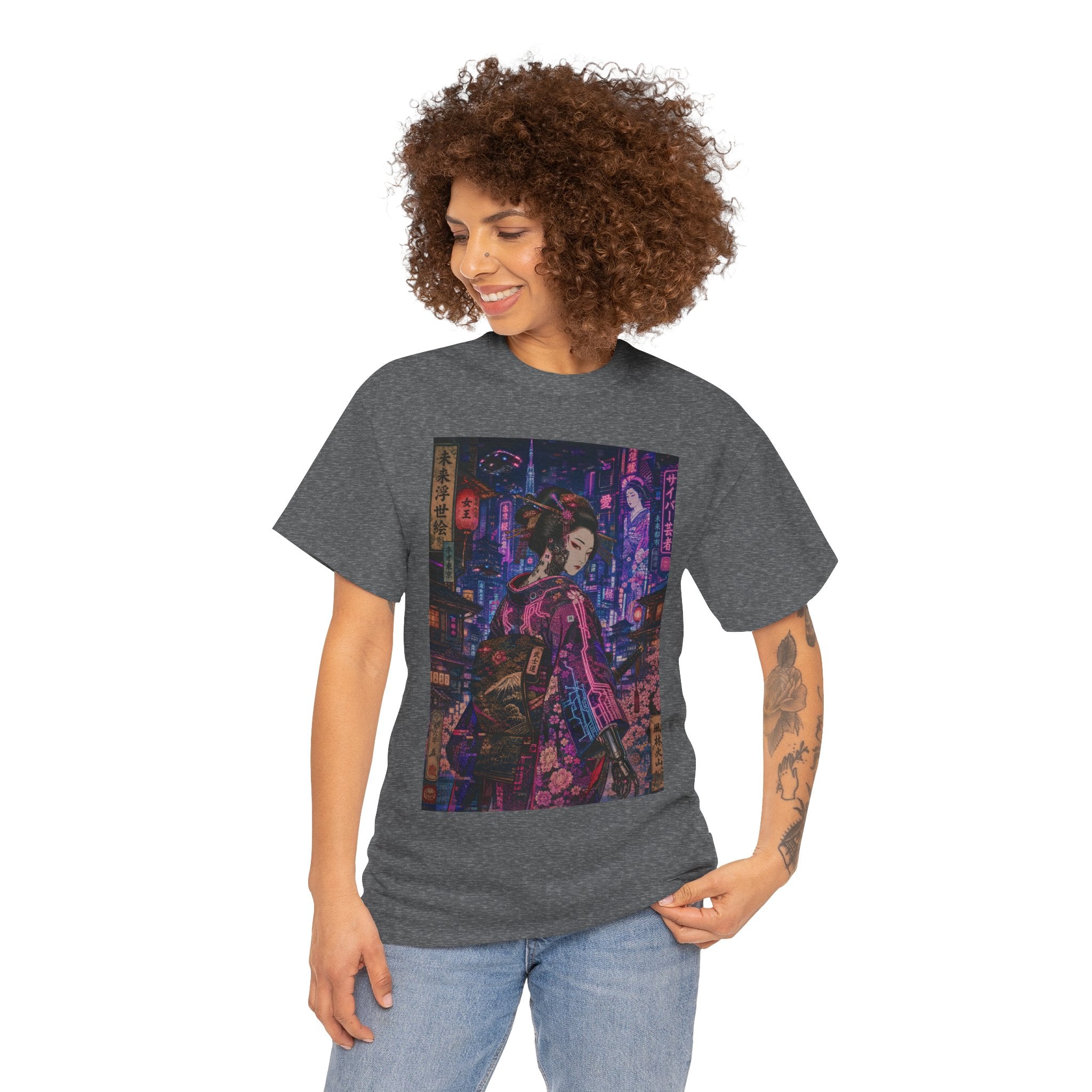 Cyberpunk Geisha Tee — Neon Tokyo Anime Streetwear