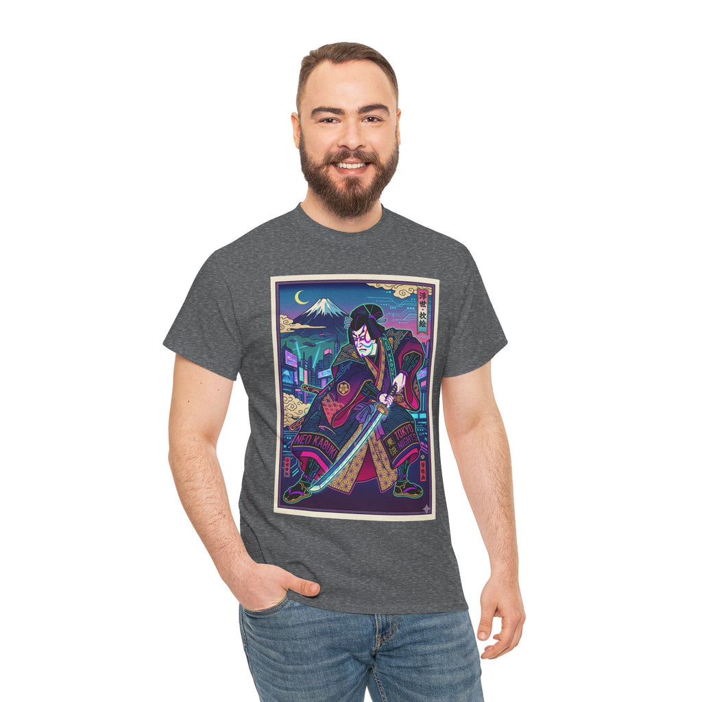 Samurai Night T-Shirt — Neon Ukiyo-e Sword Art Tee - Japanese Streetwear T-Shirt | Tokyo Style X