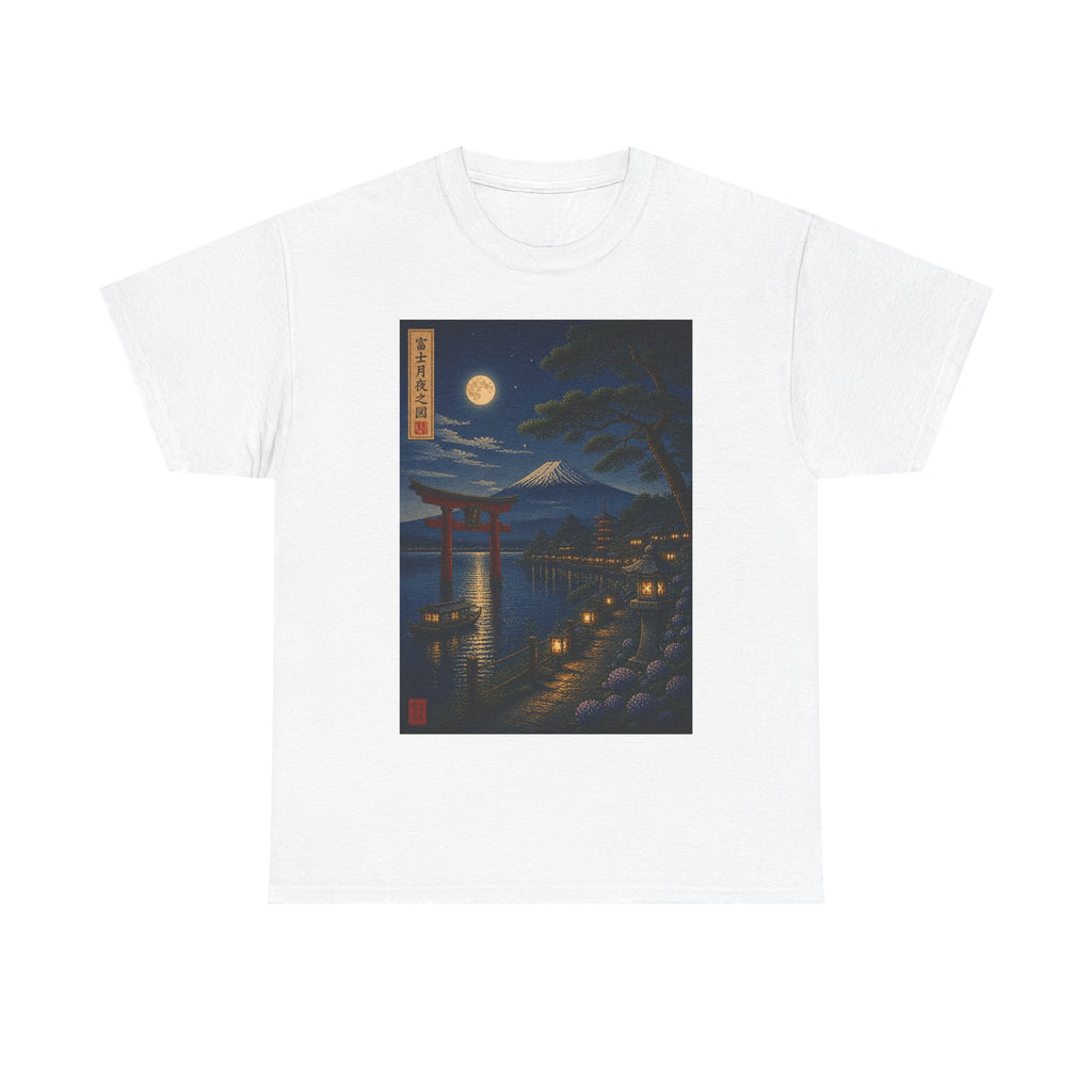 Japanese Nightscape Tee — Torii Gate Moonlit Ukiyo-e Shirt