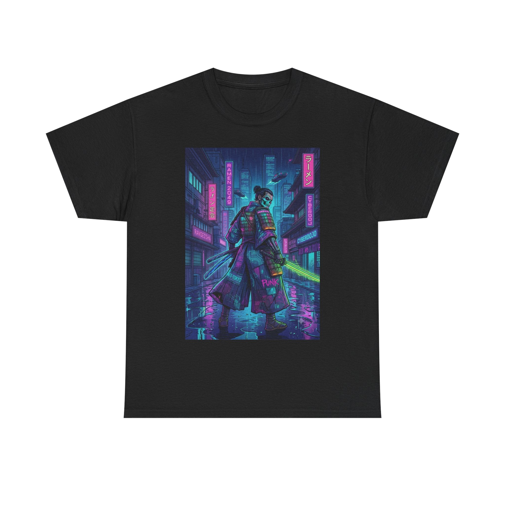 Cyberpunk Samurai T-Shirt — Neon City Night Rider Graphic Tee