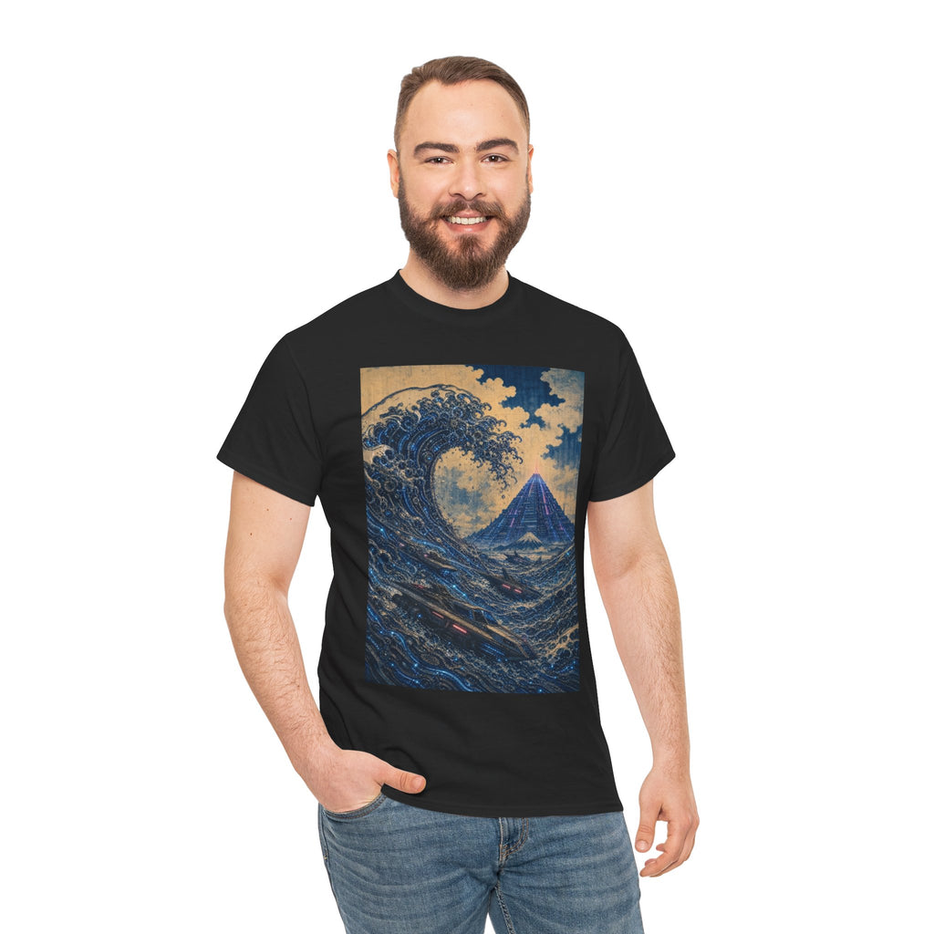 Wave & Mount Fuji Art Tee — Vintage Japanese Wave Graphic T-Shirt