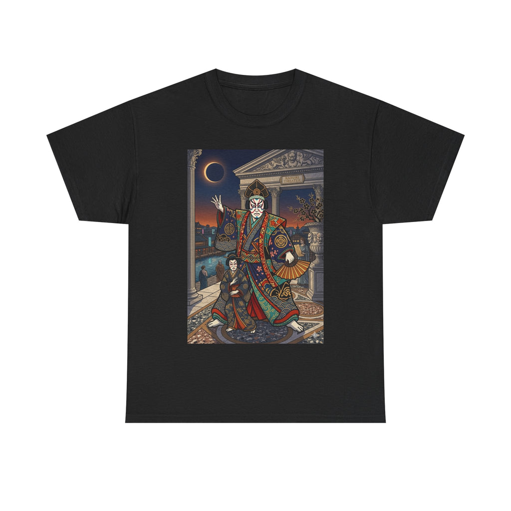 Geisha Samurai Night Graphic Tee — Japanese Oni Mask Art Shirt
