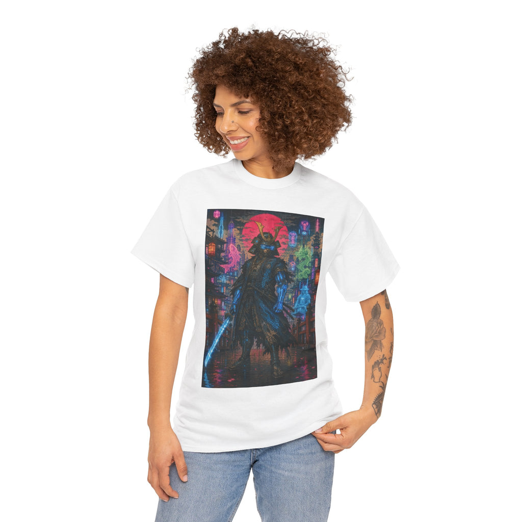 Cyber Samurai T‑Shirt — Neon Ronin Sword Art Tee