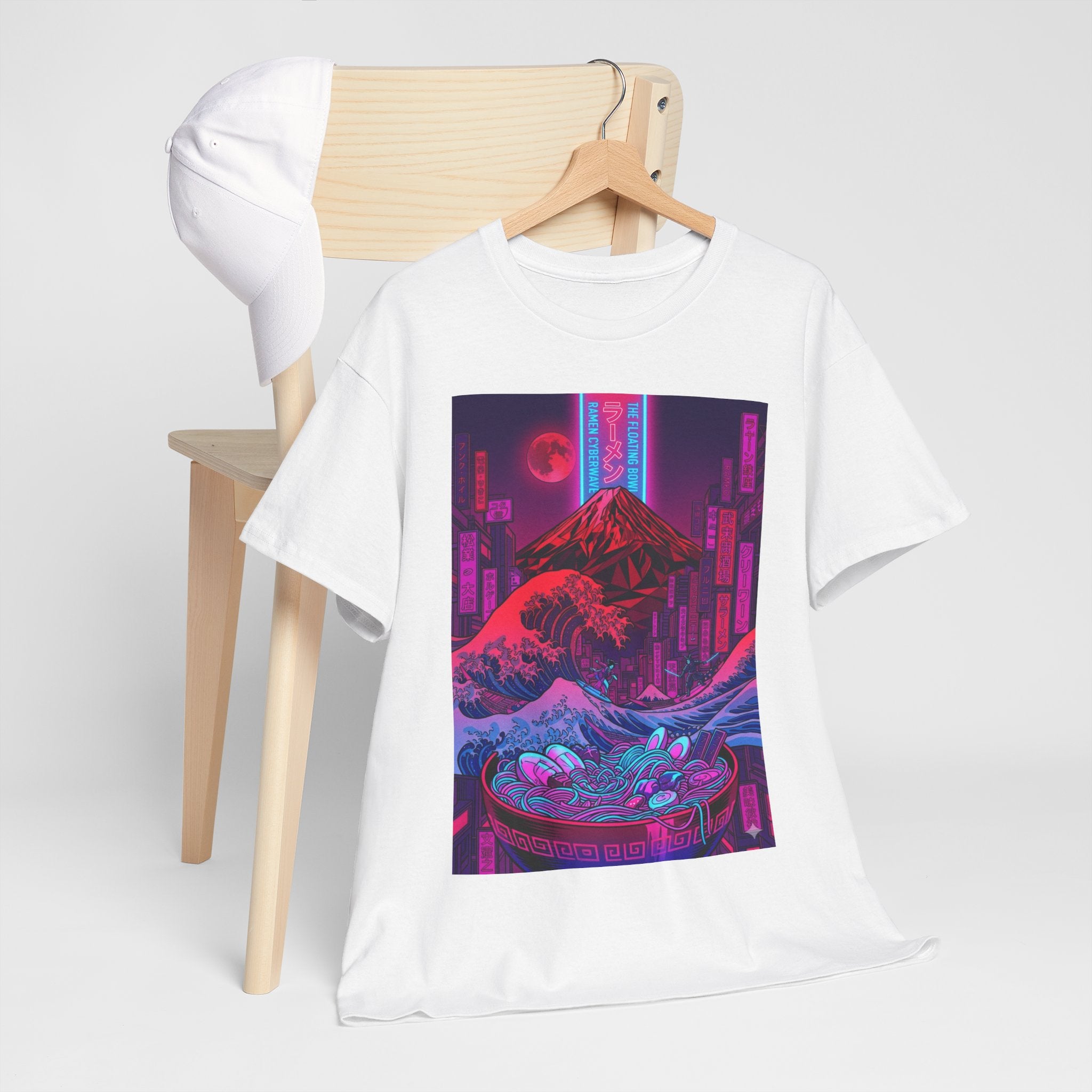 Vaporwave Mt. Fuji Wave Tee — Neon Cyberpunk Japanese Art Shirt