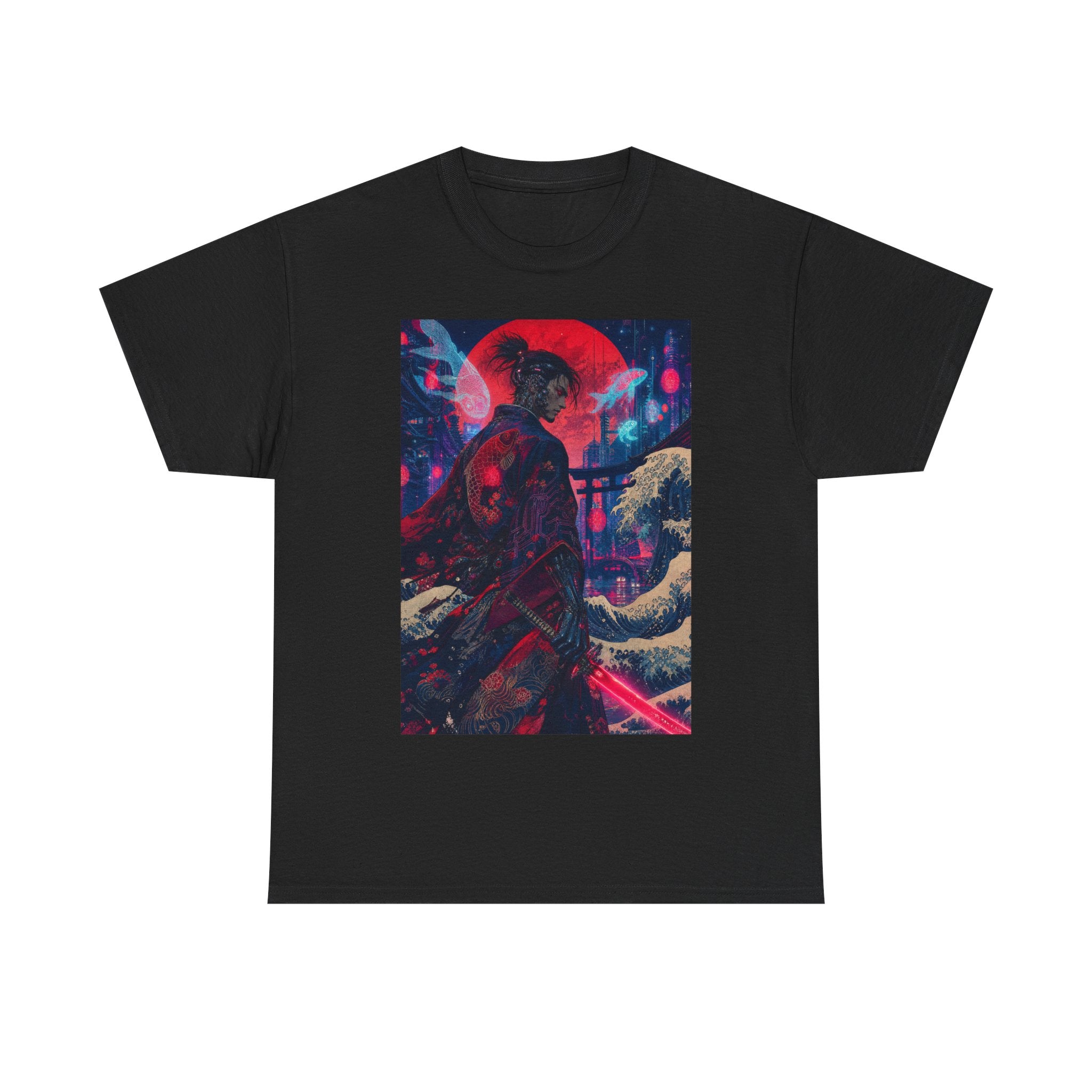 Cyber Samurai Tee — Neon Retro Anime Graphic T-Shirt